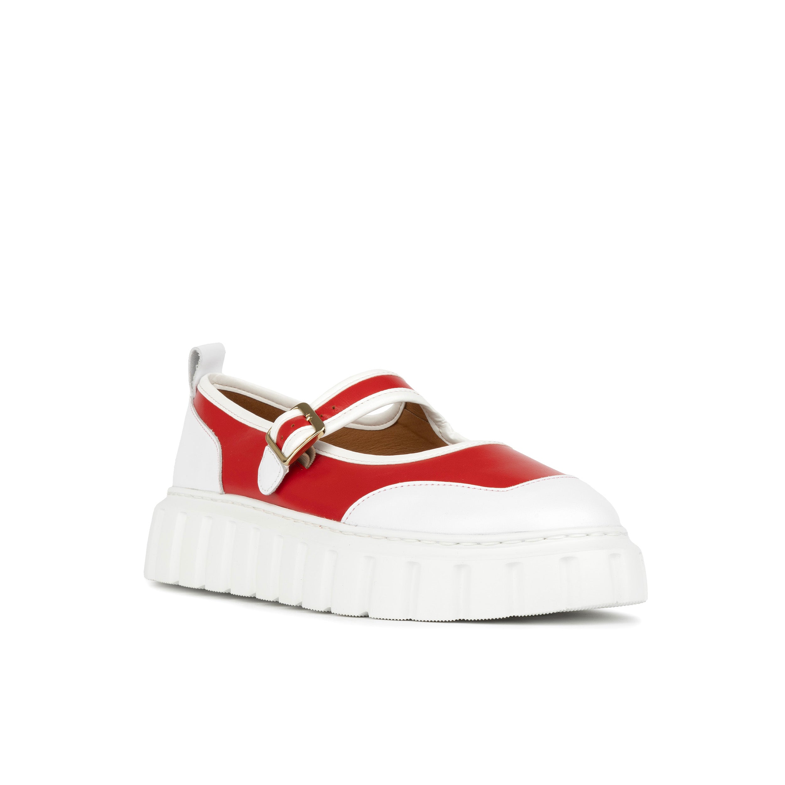 Sophie - Red - Women's Leather Mary-Jane Trainer