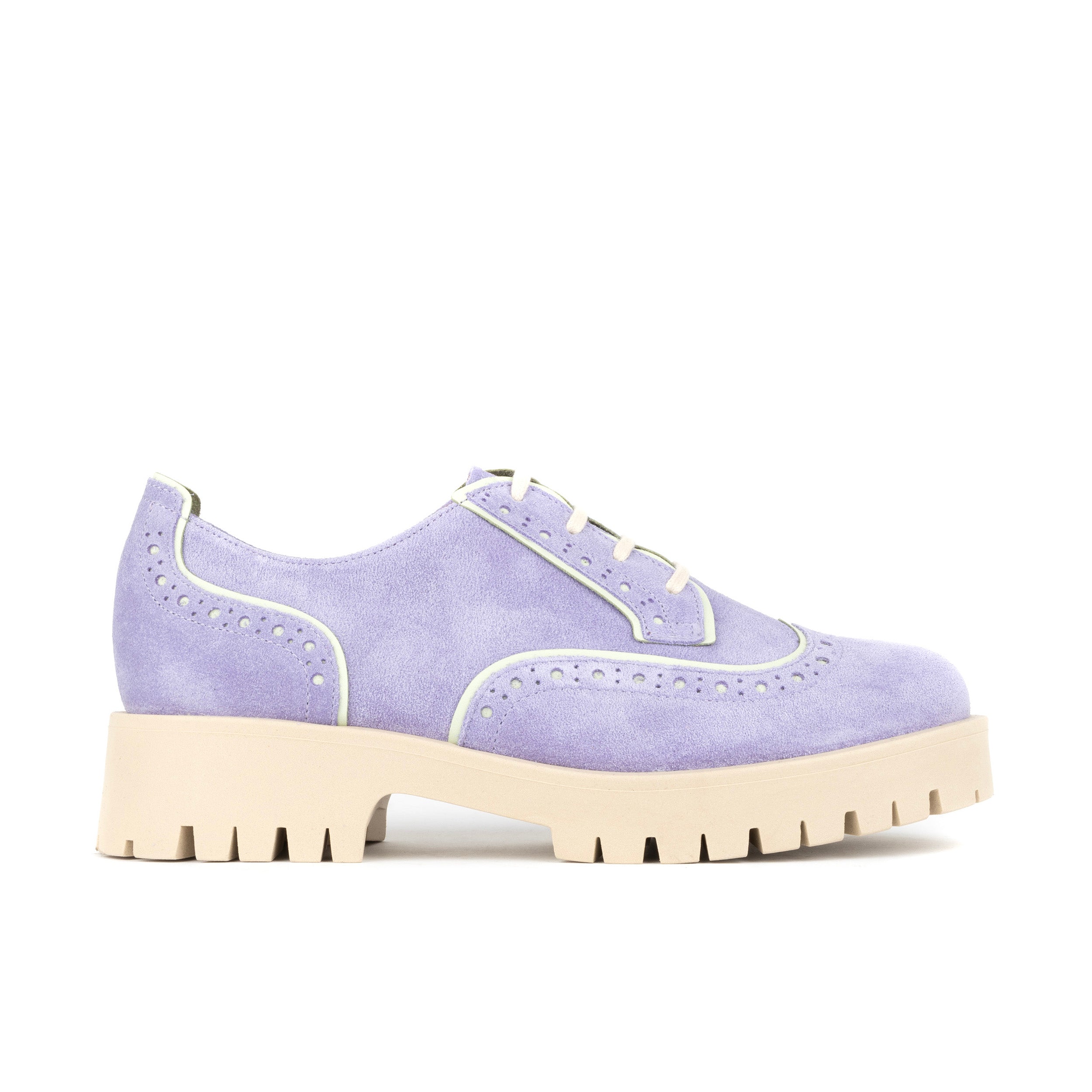 Artisan - Lavender - Women's Suede Lace-up Shoe with Brogue Detailing