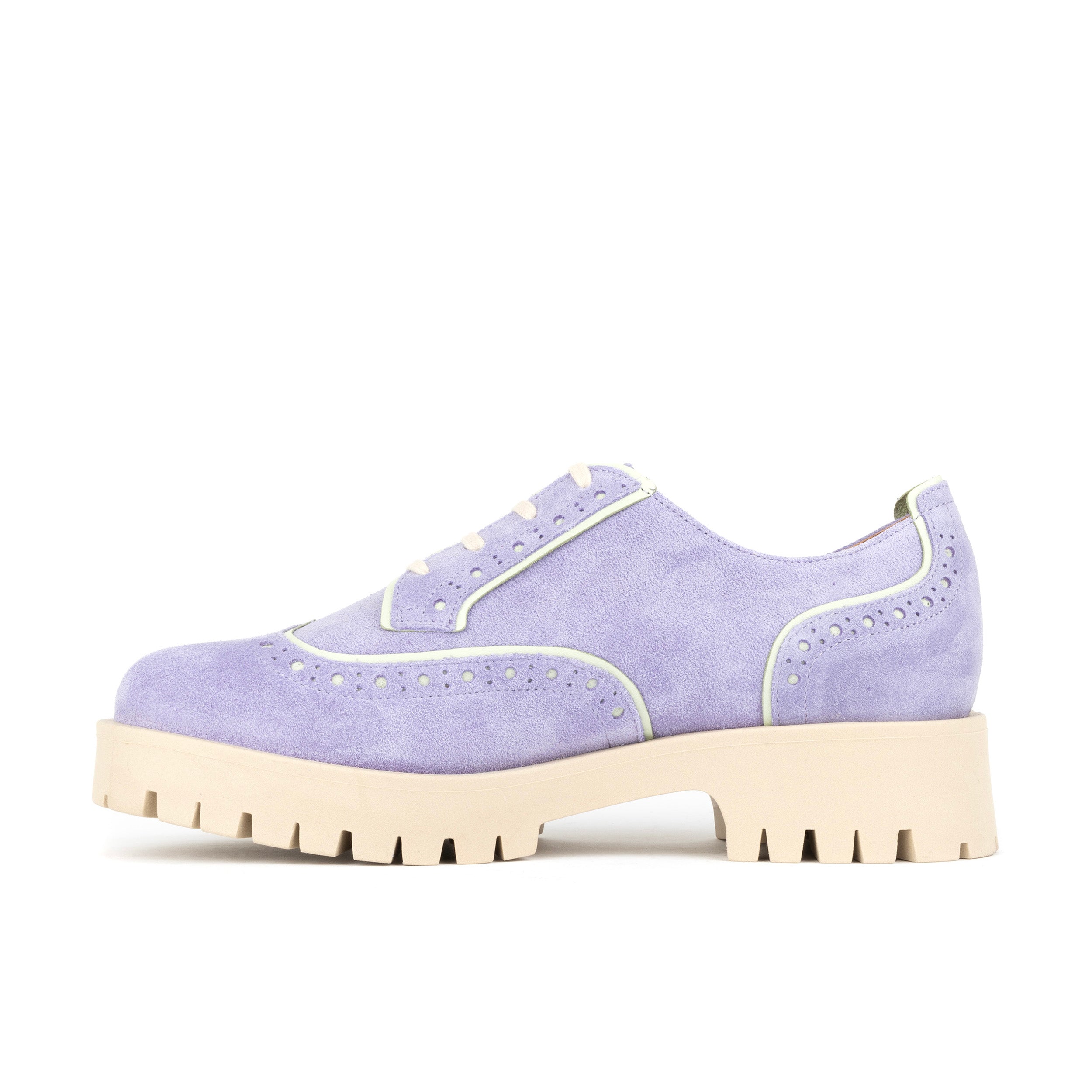 Artisan - Lavender - Women's Suede Lace-up Shoe with Brogue Detailing