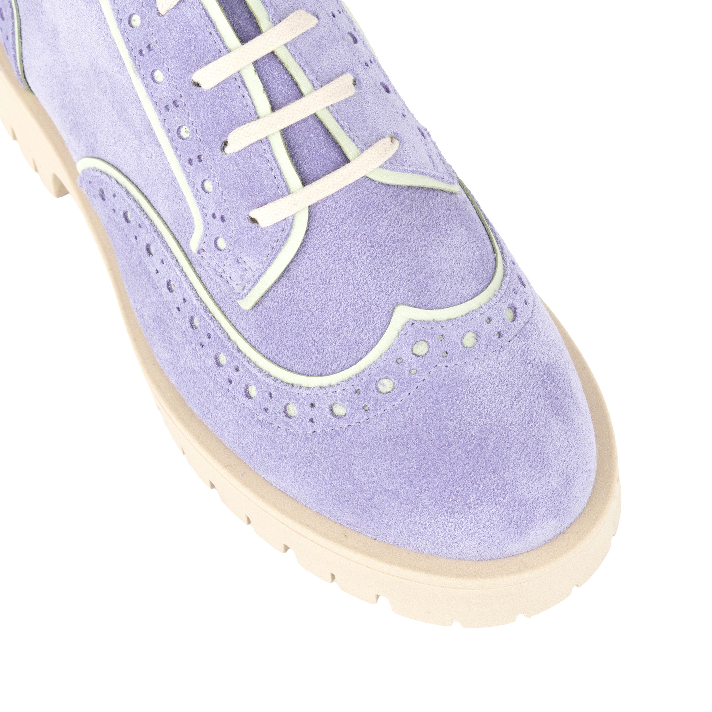 Artisan - Lavender - Women's Suede Lace-up Shoe with Brogue Detailing