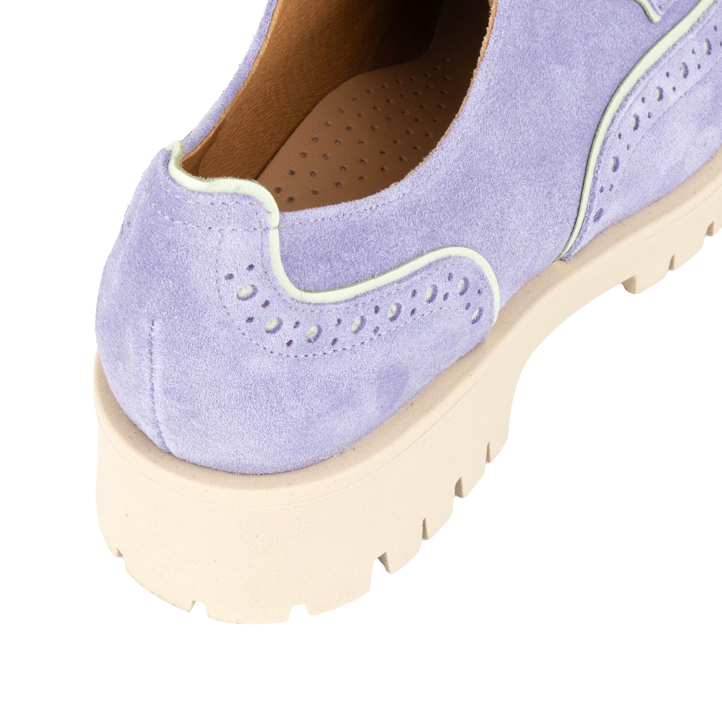 Artisan - Lavender - Women's Suede Lace-up Shoe with Brogue Detailing