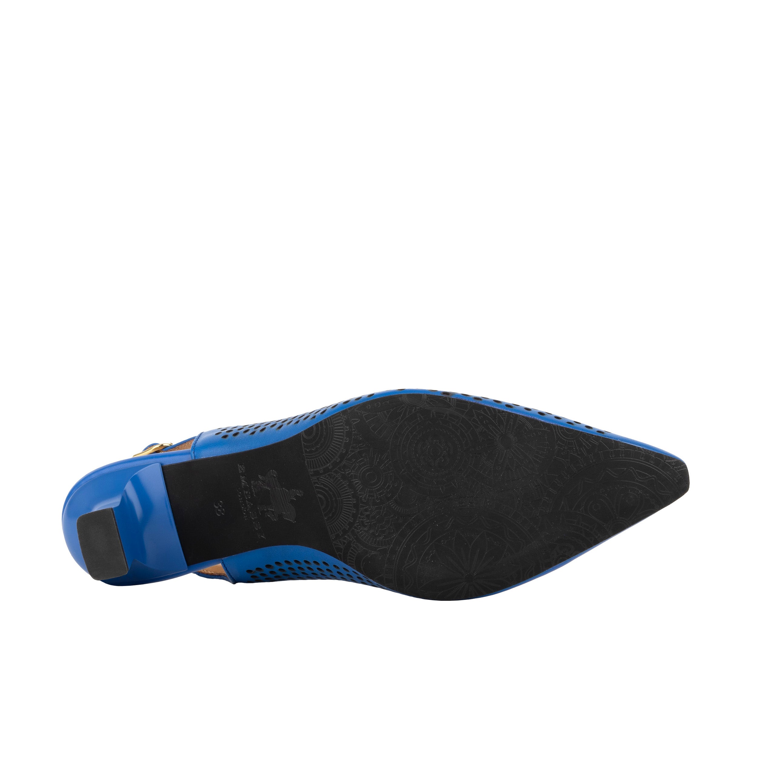 Florence - Vibrant Blue - Women's Leather Slingback Heel with Flower Detail
