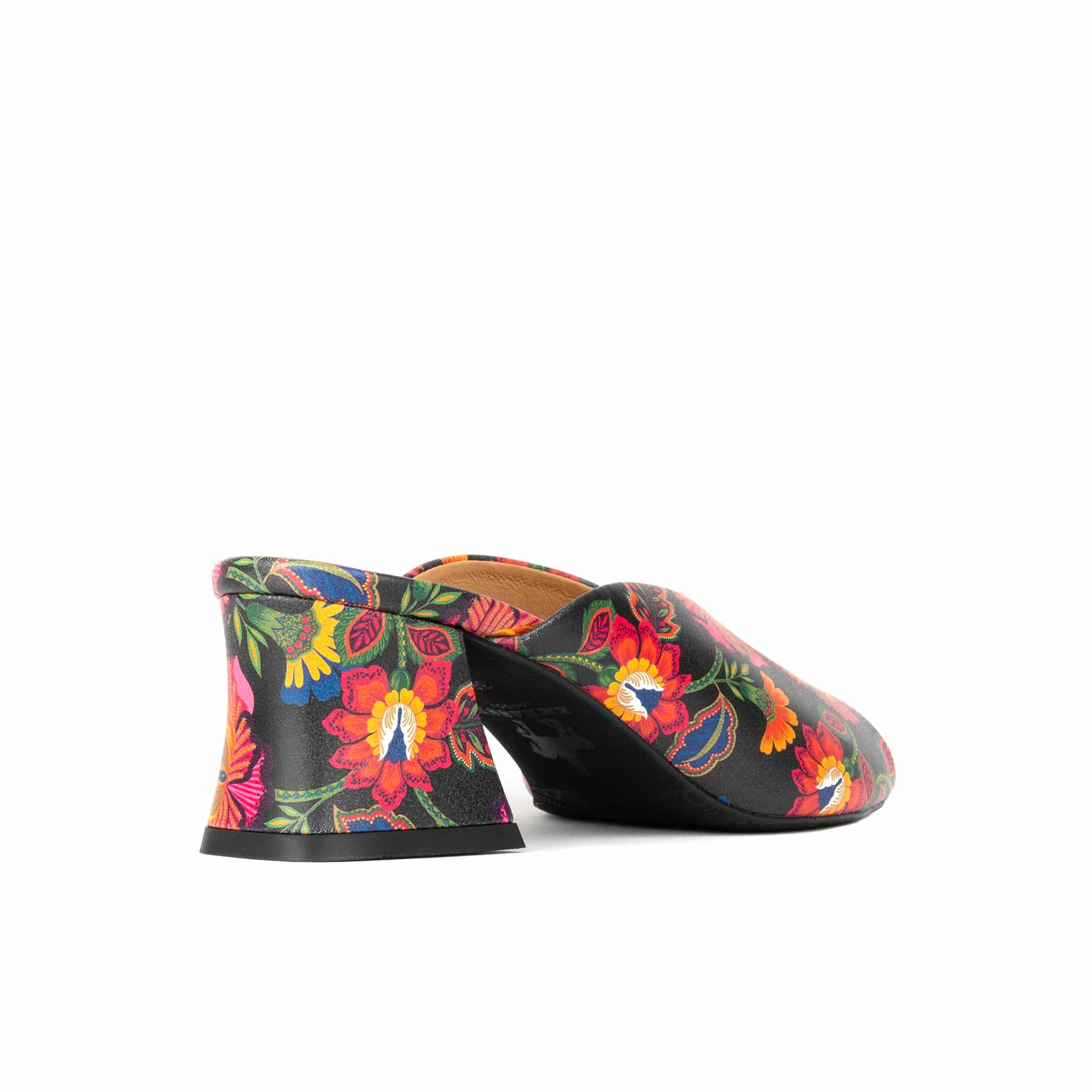 Horizon - Red Flowers - Women's Sculpted Leather Open-Toe Heel Mules