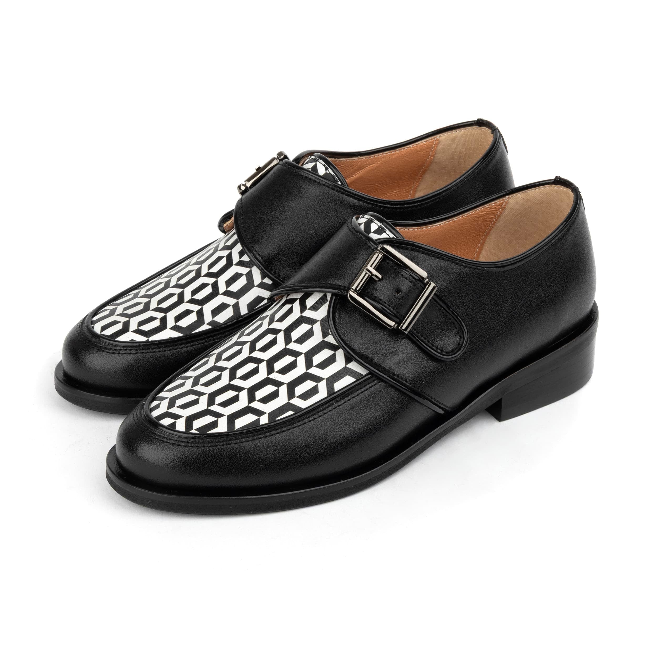 Fiorentina - Black & Hexa - Women's Leather Single Monk Strap Shoe