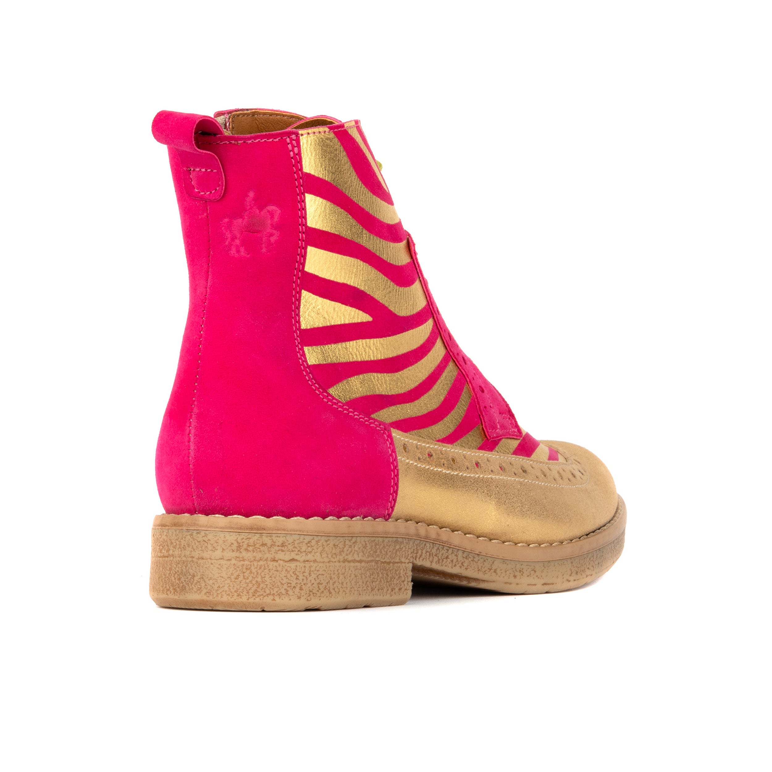 Hatter - Pink & Gold Stripes - Women's Leather Ankle Lace-up Boot