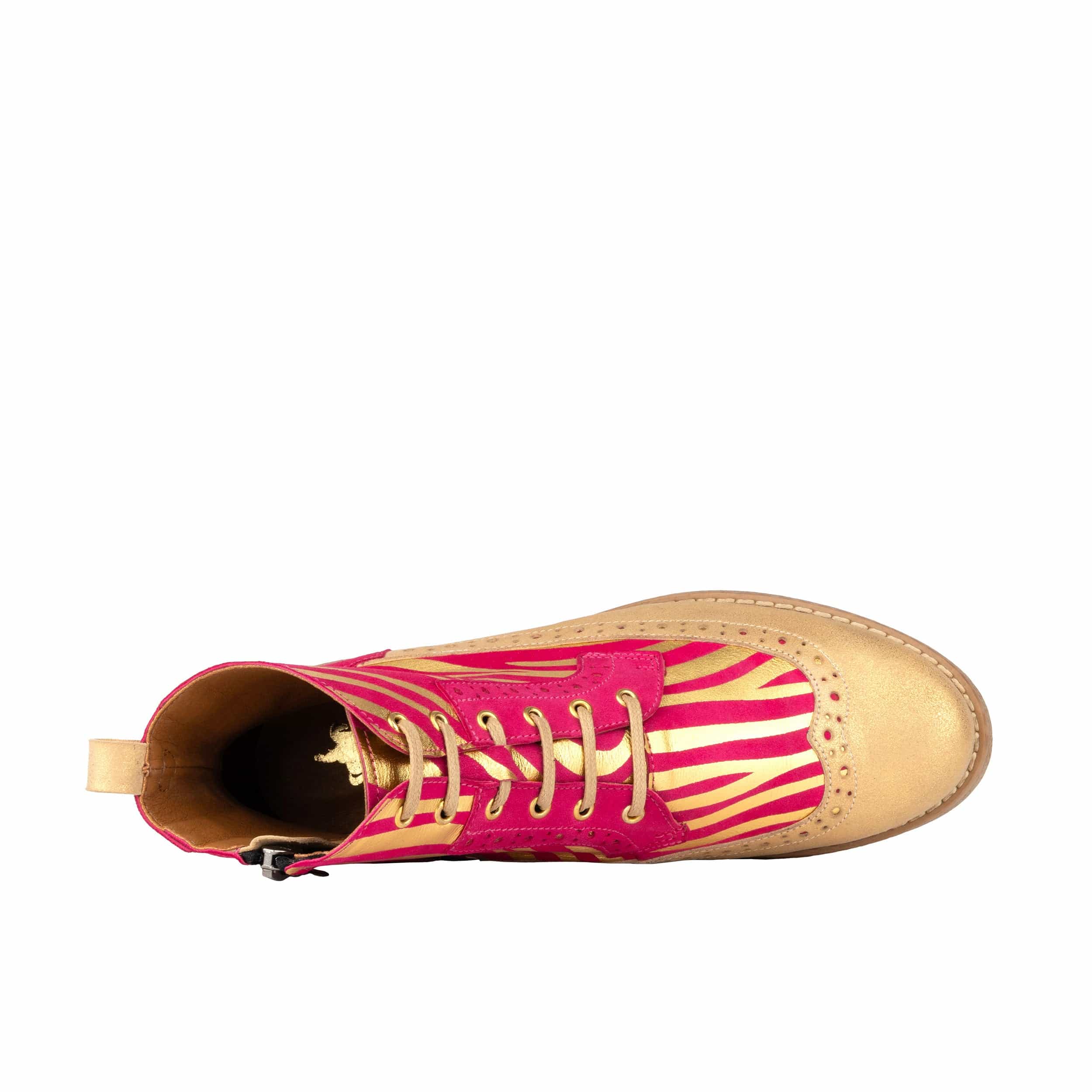 Hatter - Pink & Gold Stripes - Women's Leather Ankle Lace-up Boot