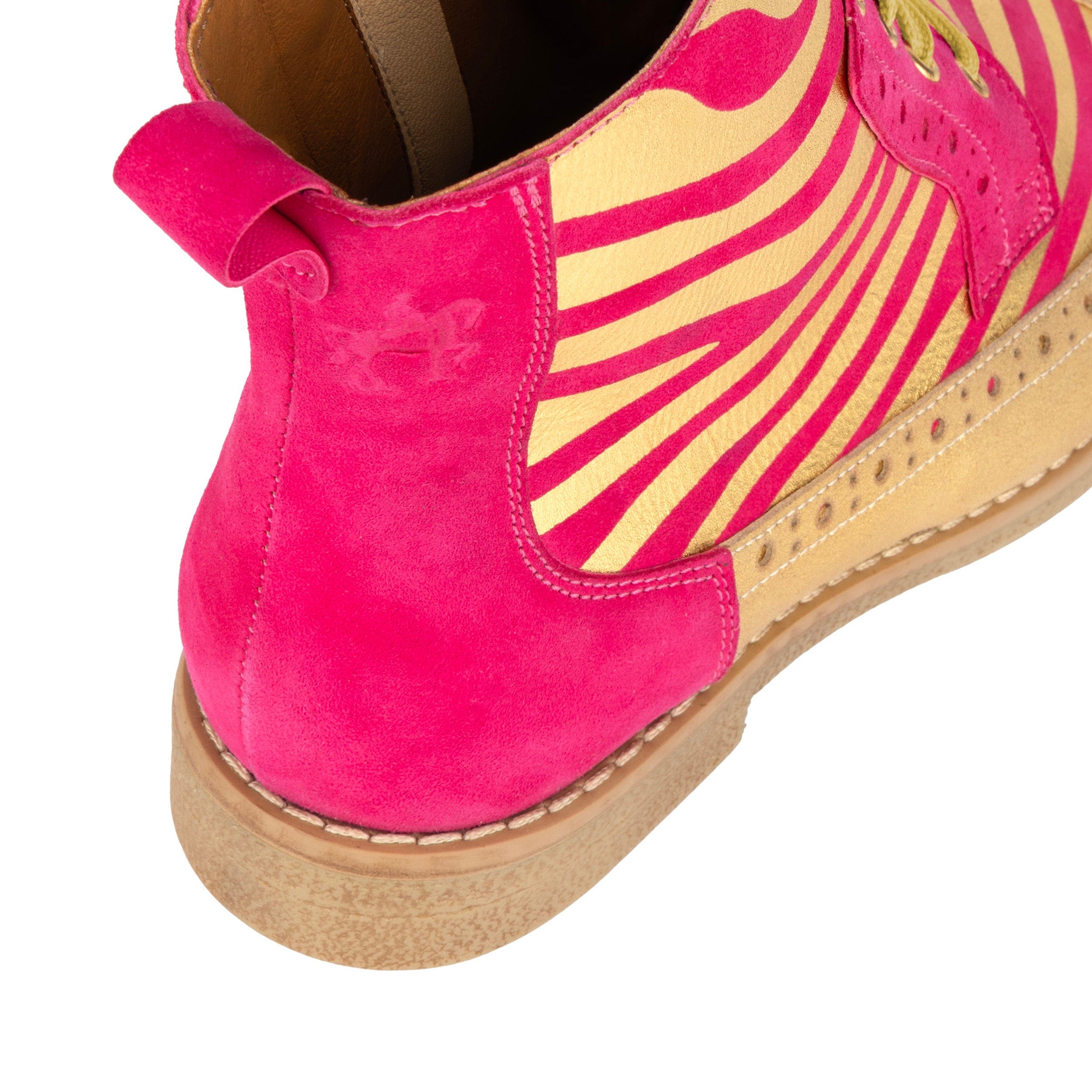 Hatter - Pink & Gold Stripes - Women's Leather Ankle Lace-up Boot