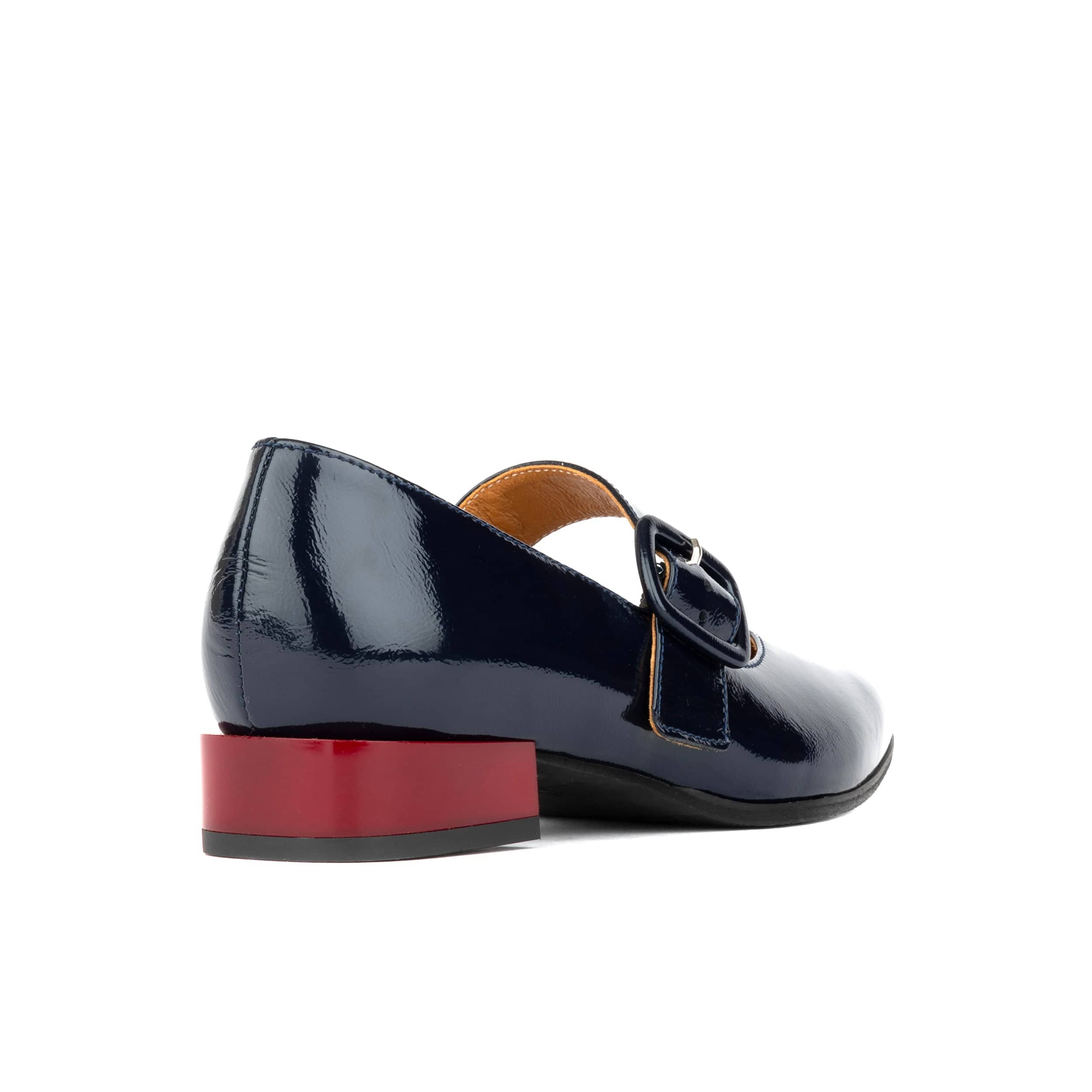 Bliss - Navy - Women's block heel square toe patent leather Mary-Jane