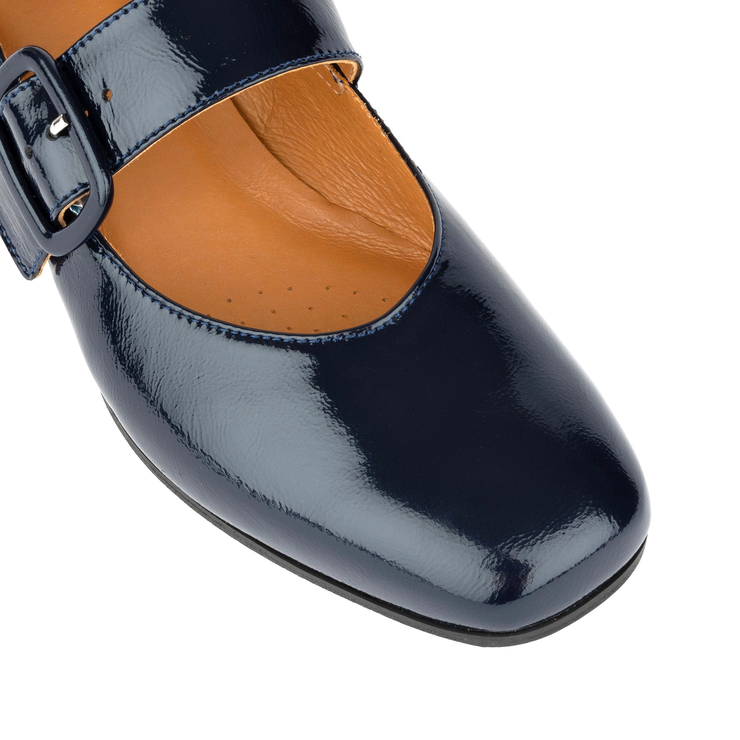 Bliss - Navy - Women's block heel square toe patent leather Mary-Jane