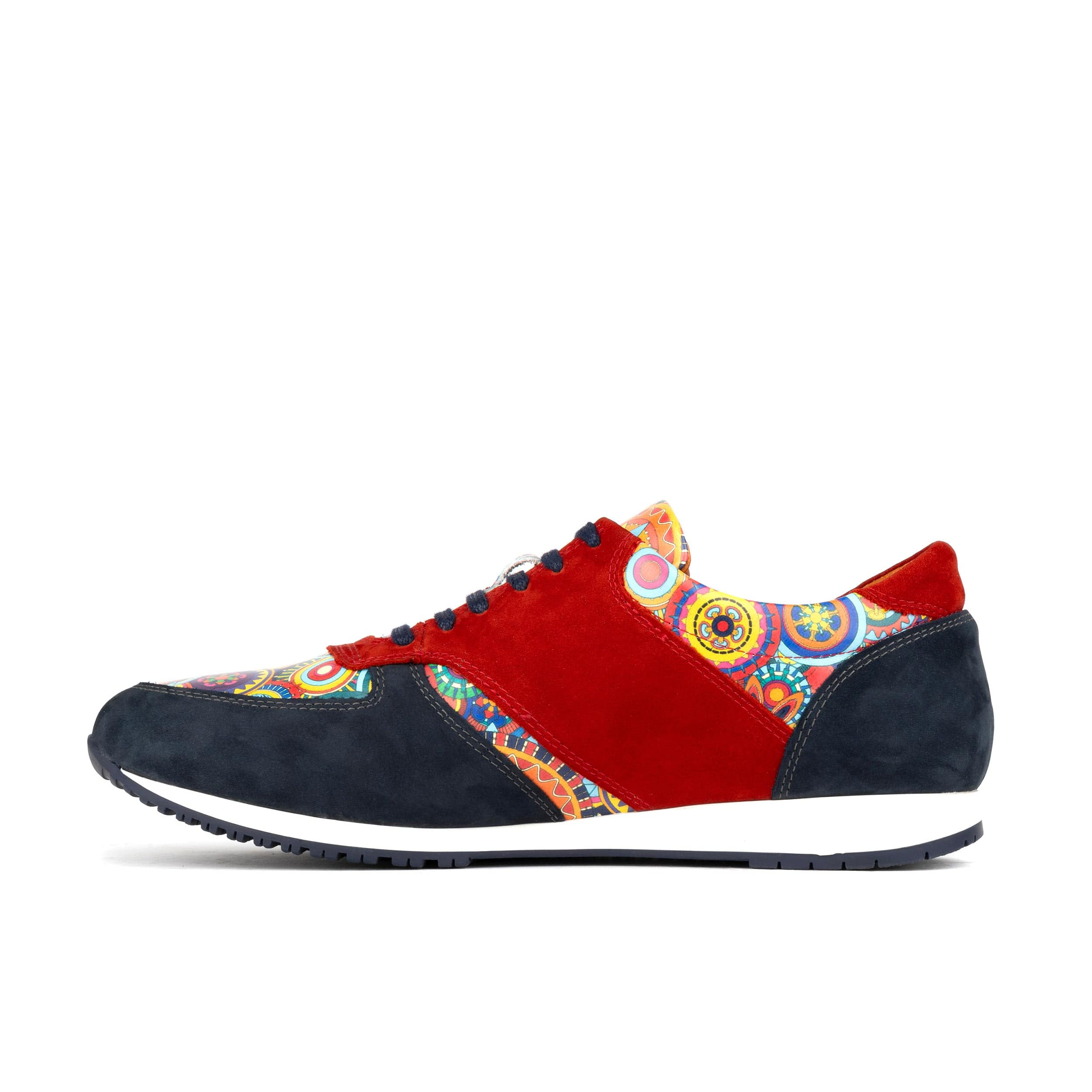 San Francisco - Navy & Red Signature - Men's lace-up leather & suede trainer