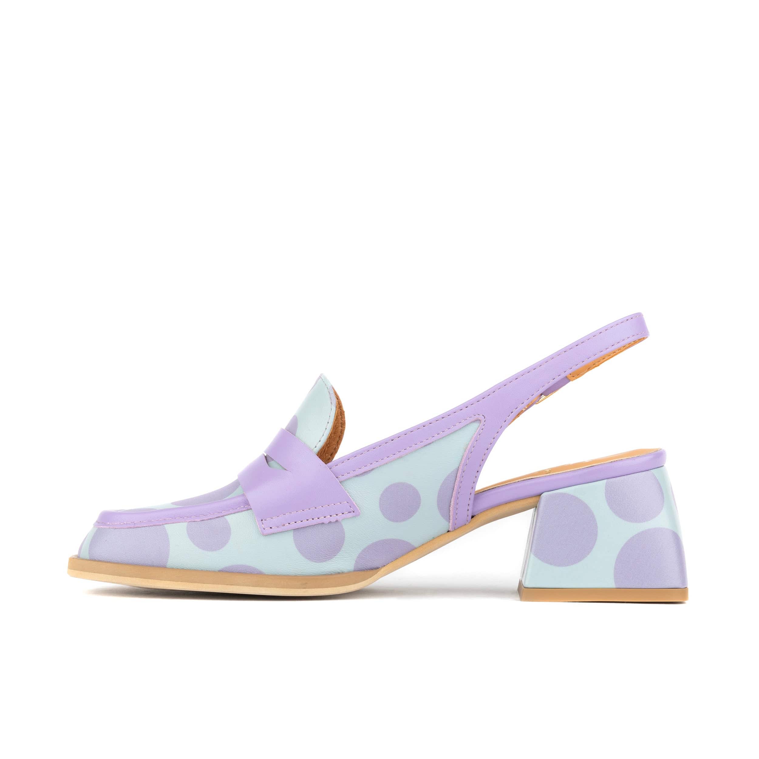 Diana - Pastel Polka Dot - Women's block heel slingback leather pump