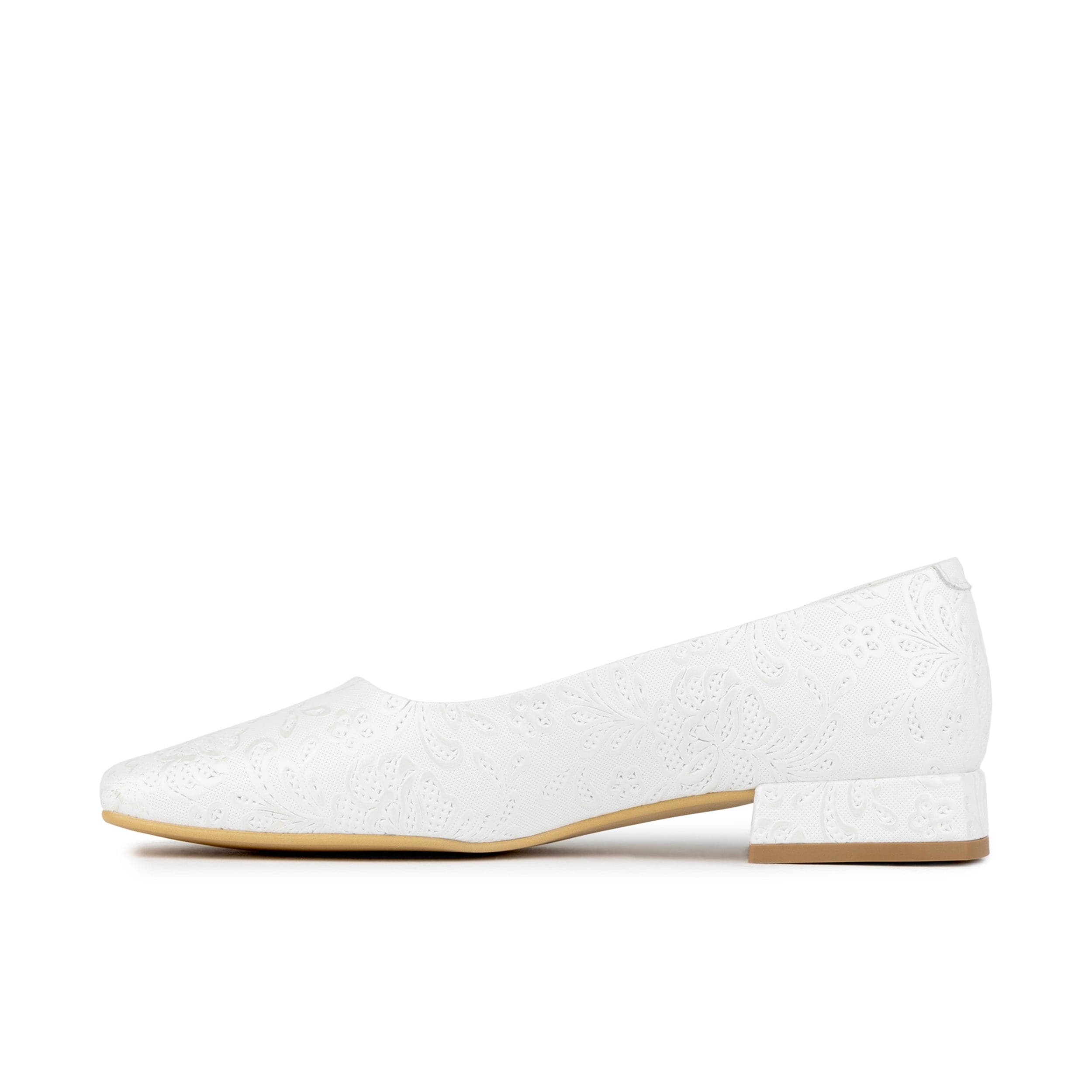 Ballerina - Wedding White - Women's low heel leather ballet flat