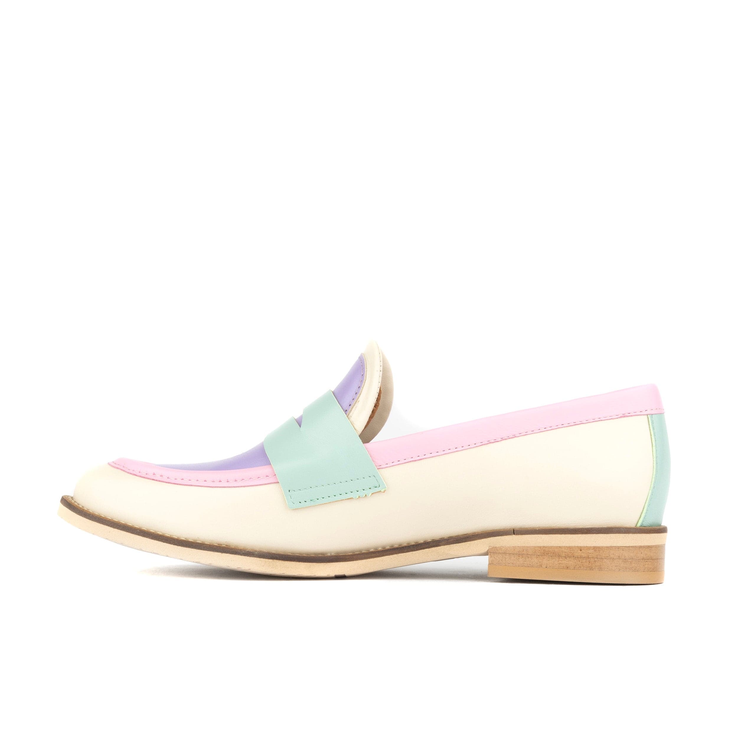 Kay - Multi Pastel - Women's leather dressy almond toe loafer in pastel colours