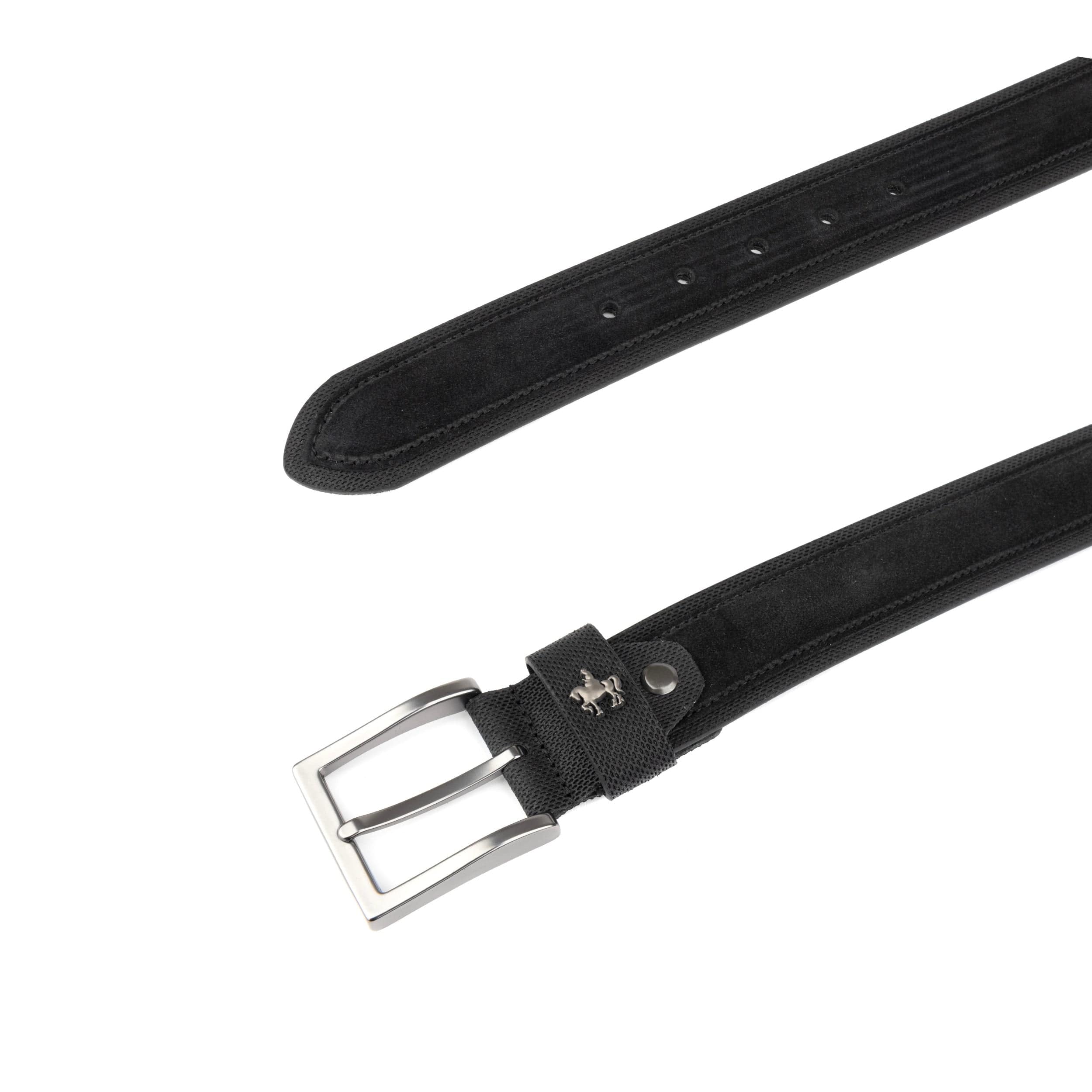 Victor - Black & Black - Men's Italian leather belt