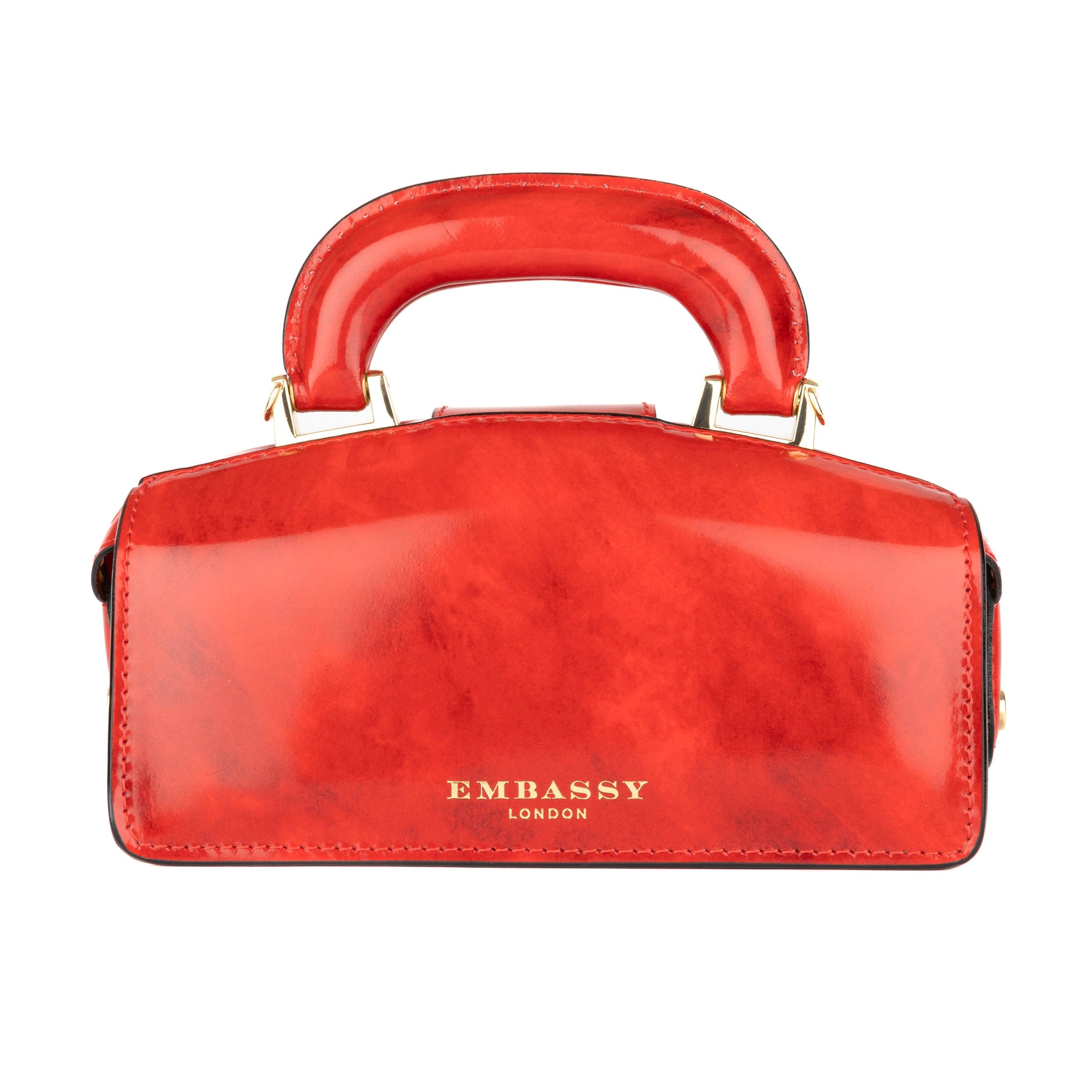 Gazelle Mini - Red - Women's mini patent bowling bag with handle and strap