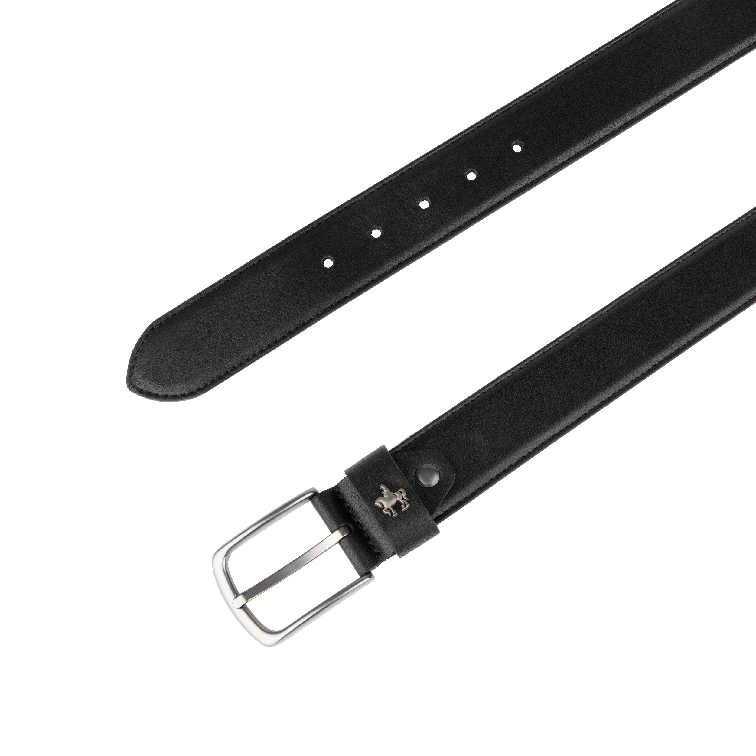 James - Black - Men's Leather Belt with gunmetal hardware