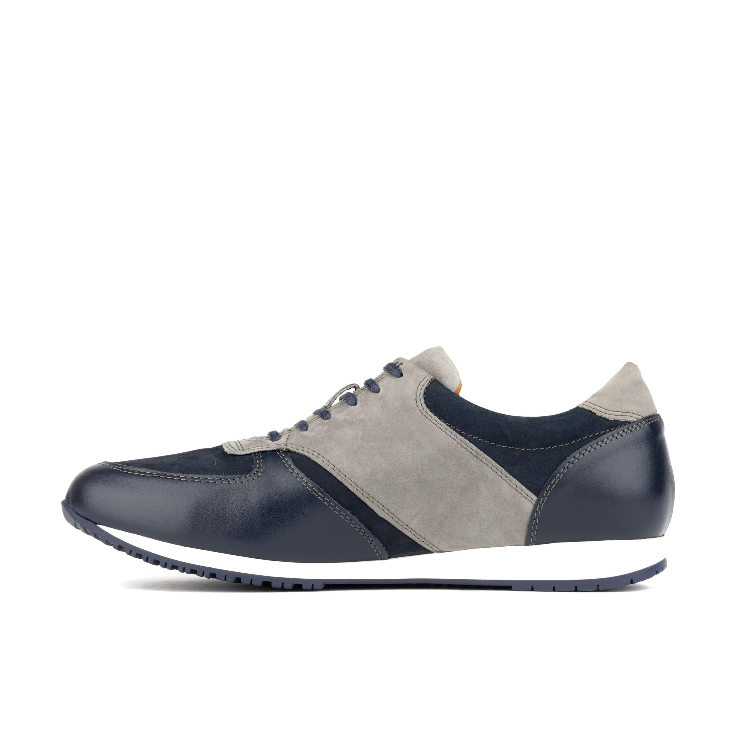 San Francisco - Navy & Grey - Men's lace-up leather & suede trainer
