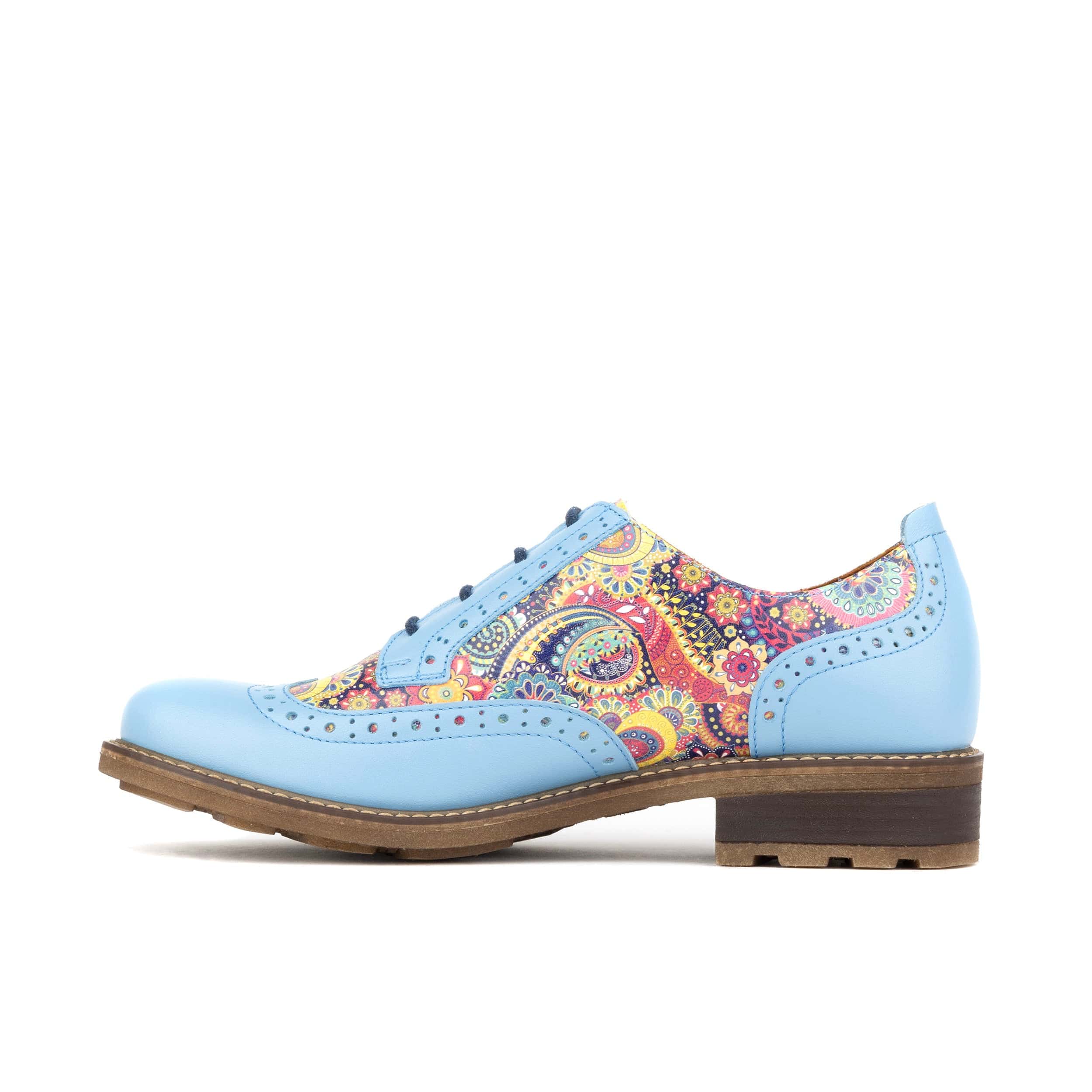 DreamFiters - Light Blue - Women's round toe leather derby shoe on durable sole