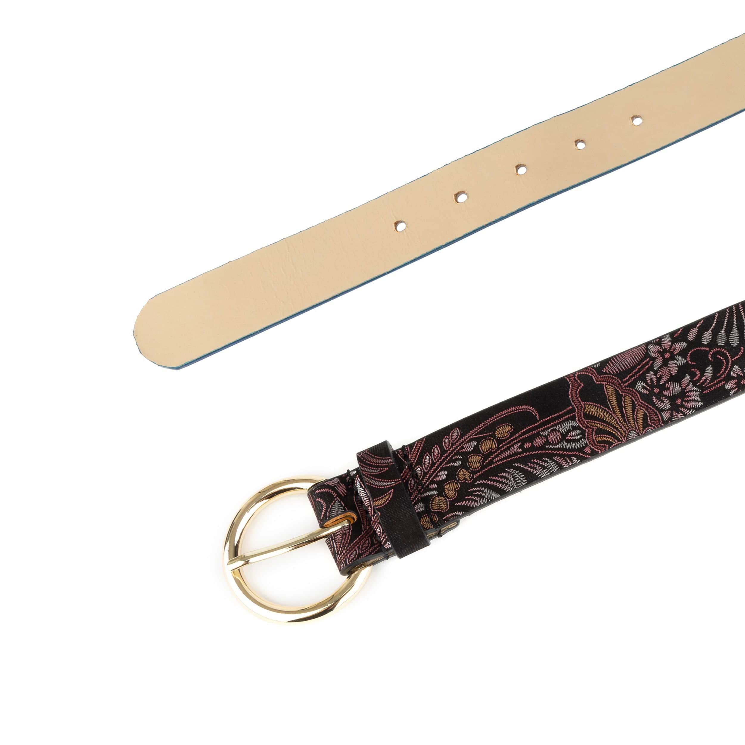 Emma - Burgundy Floral - Women's Italian leather belt