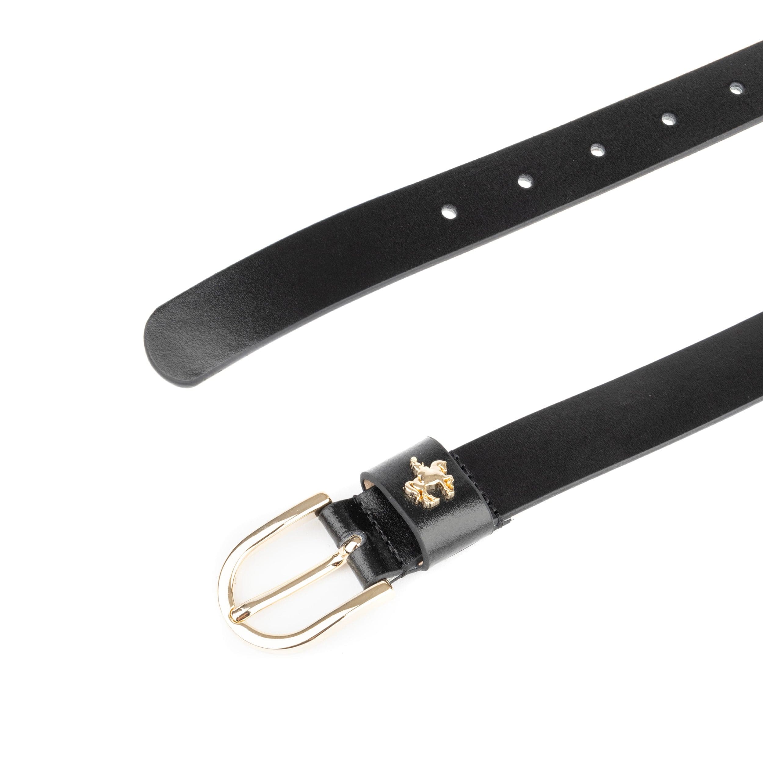 Poppy - Black - Women's classic Italian leather belt with gold tone buckle