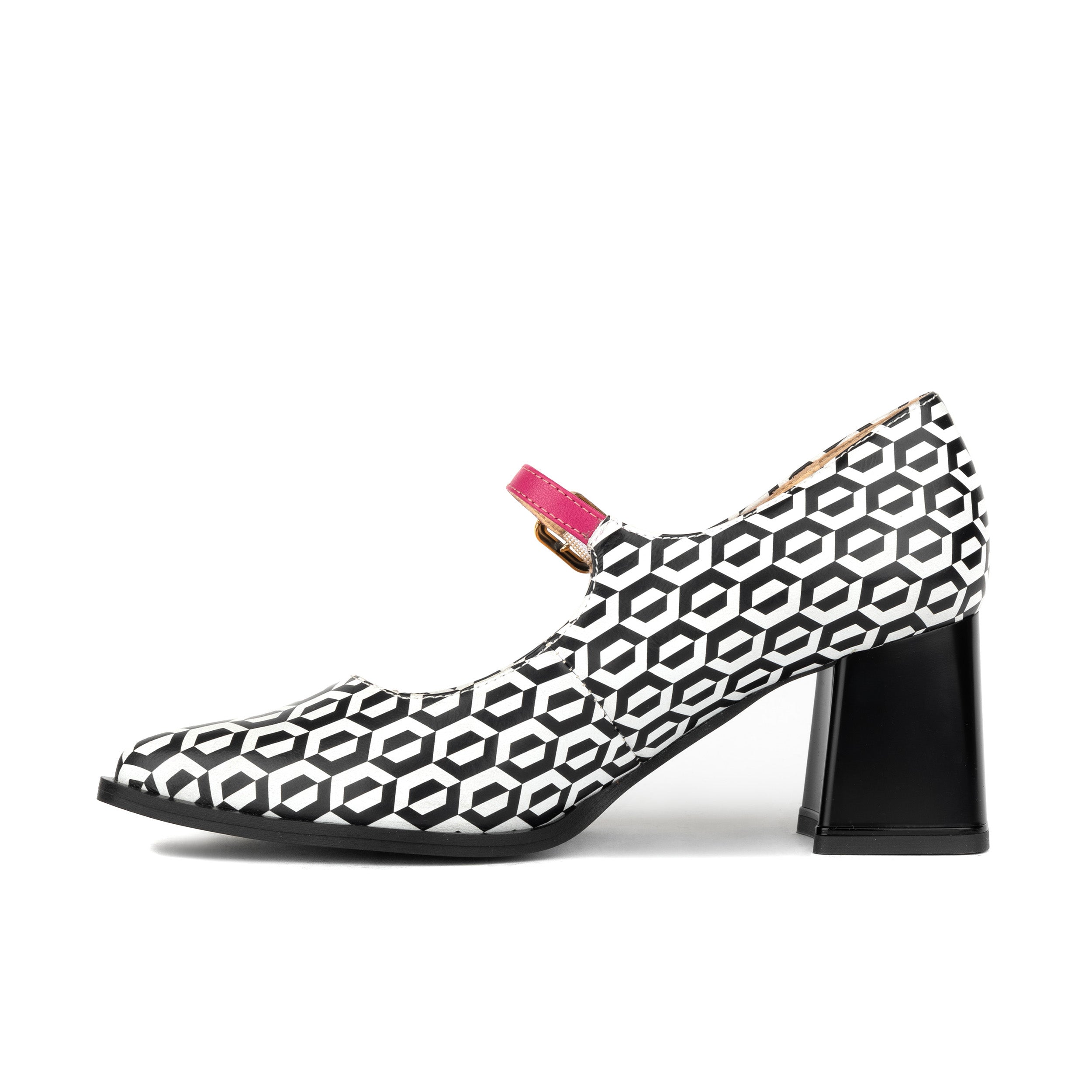 Hyde - Pink & Hexa Print - Women's Leather Mary Jane Pump