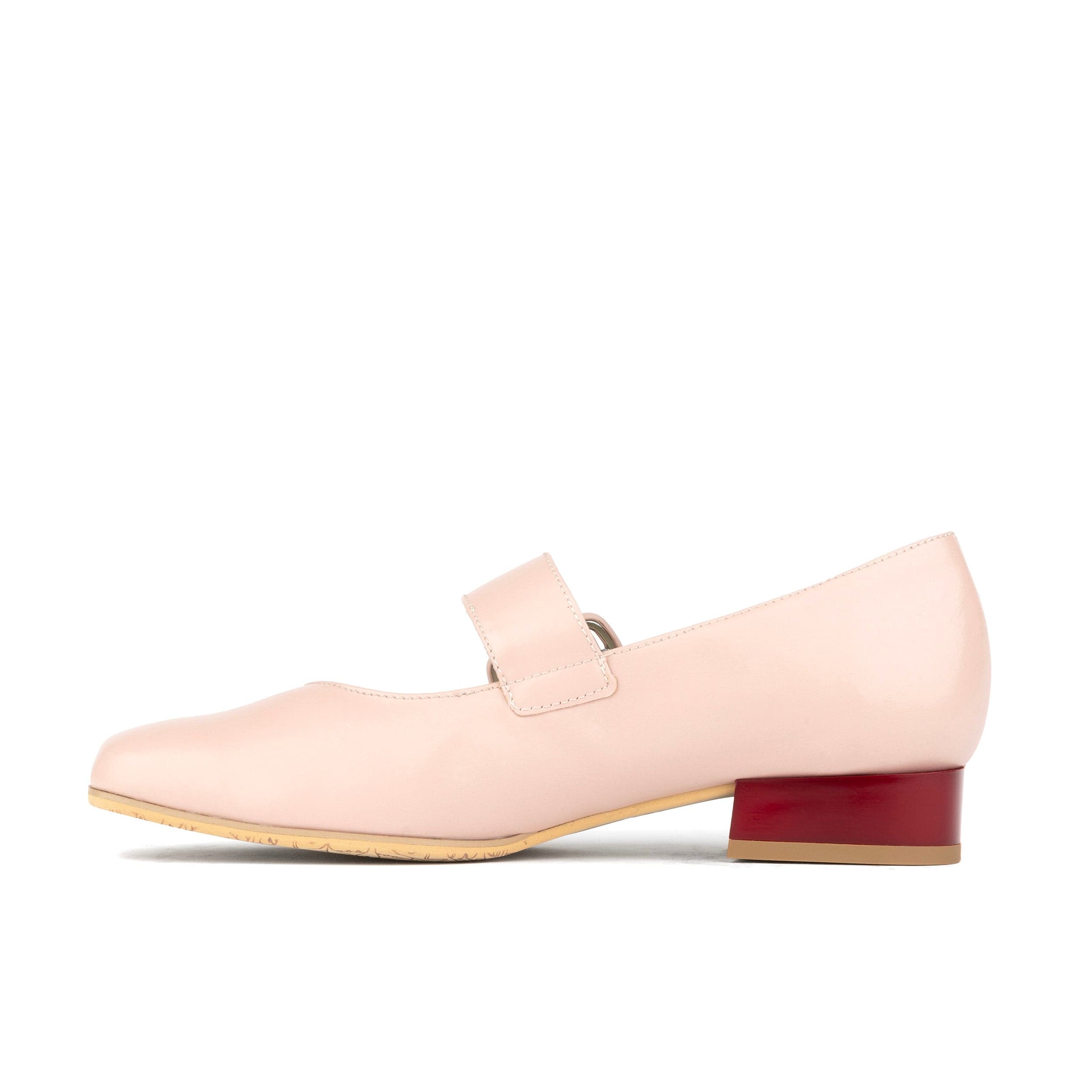 Bliss - Pink - Women's block heel square toe leather Mary-Jane