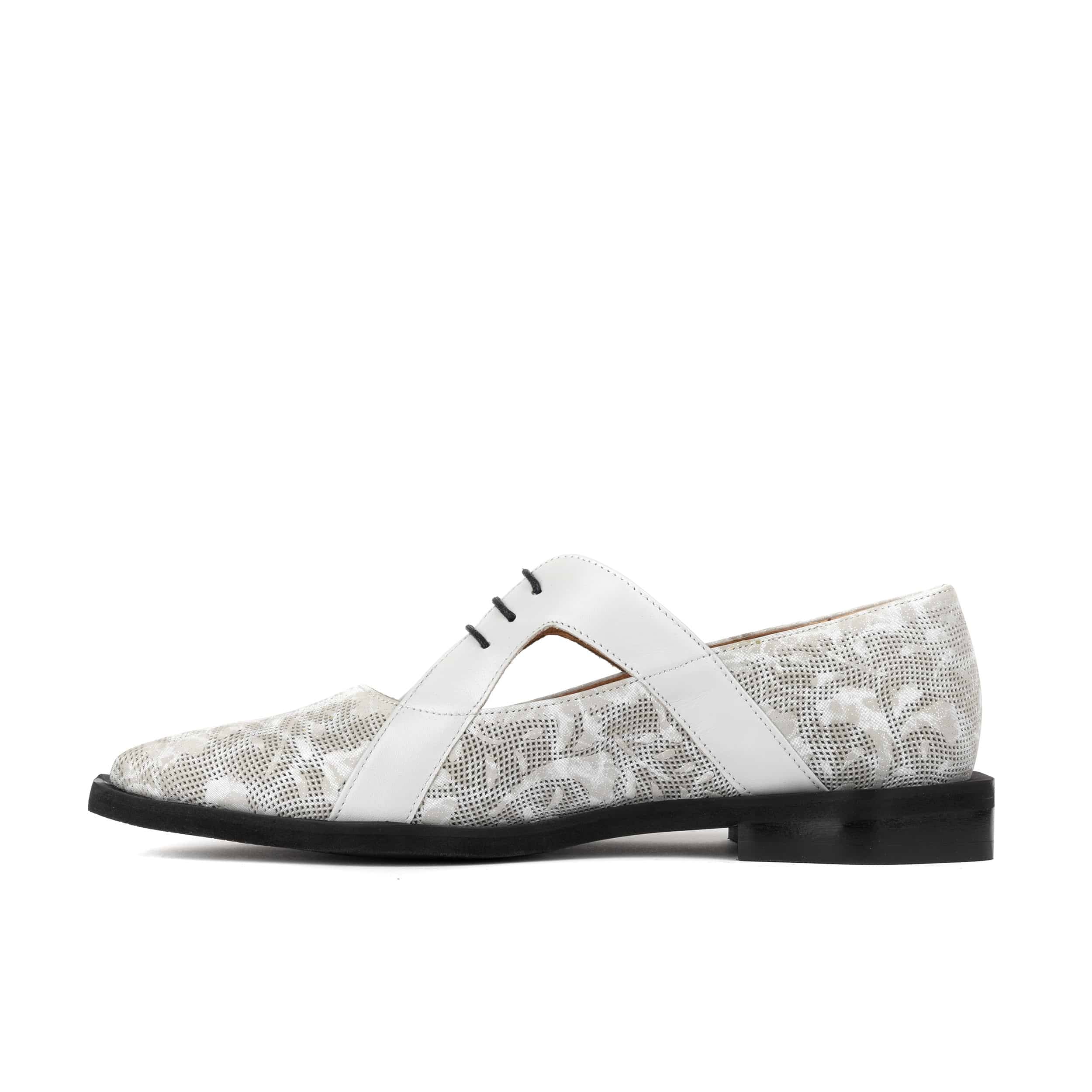 Harlowe - Grey - Women's cutout leather lace up shoe
