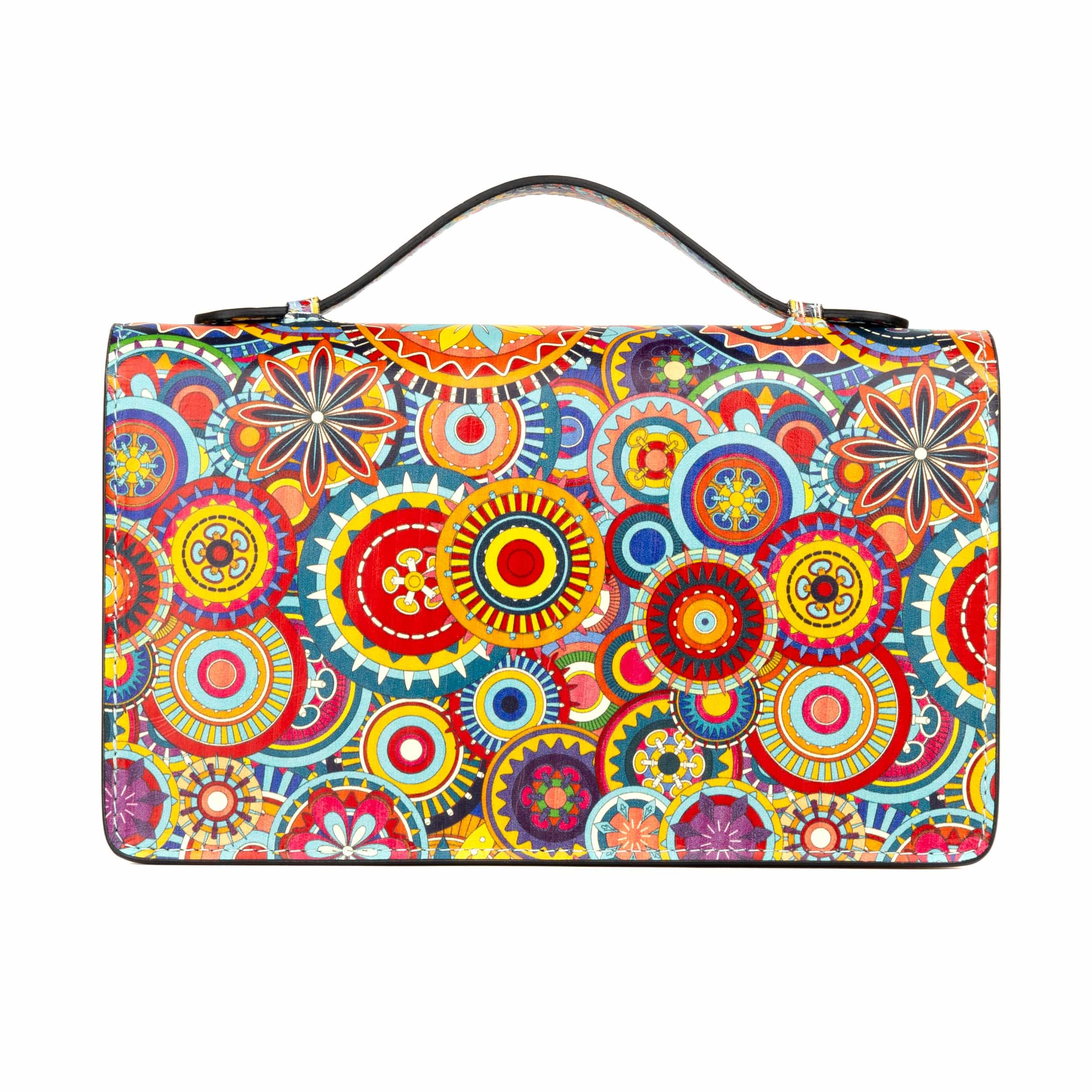 Envy - Signature Print - Women's leather flap clutch bag with strap