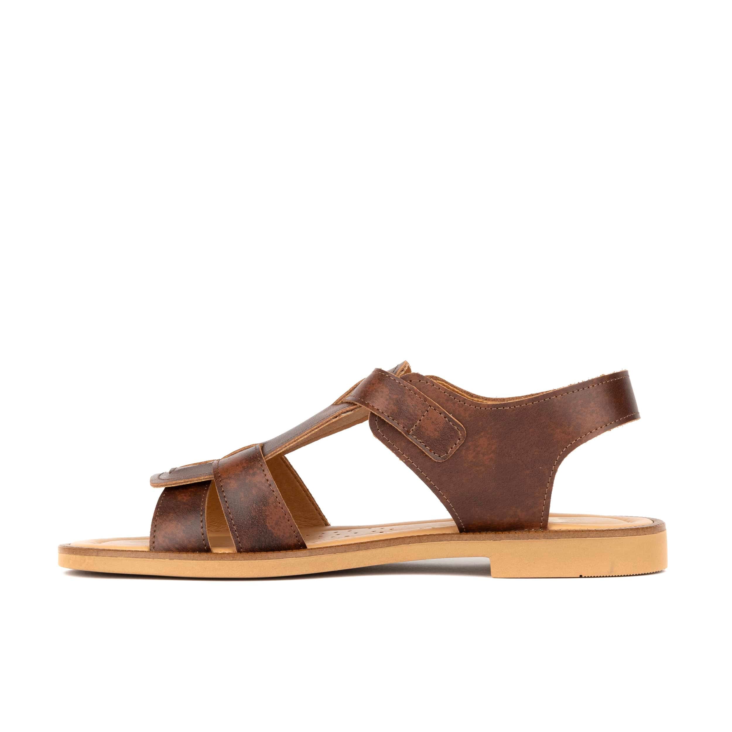 Fiona - Brown - Women's Leather Gladiator Strap Sandals