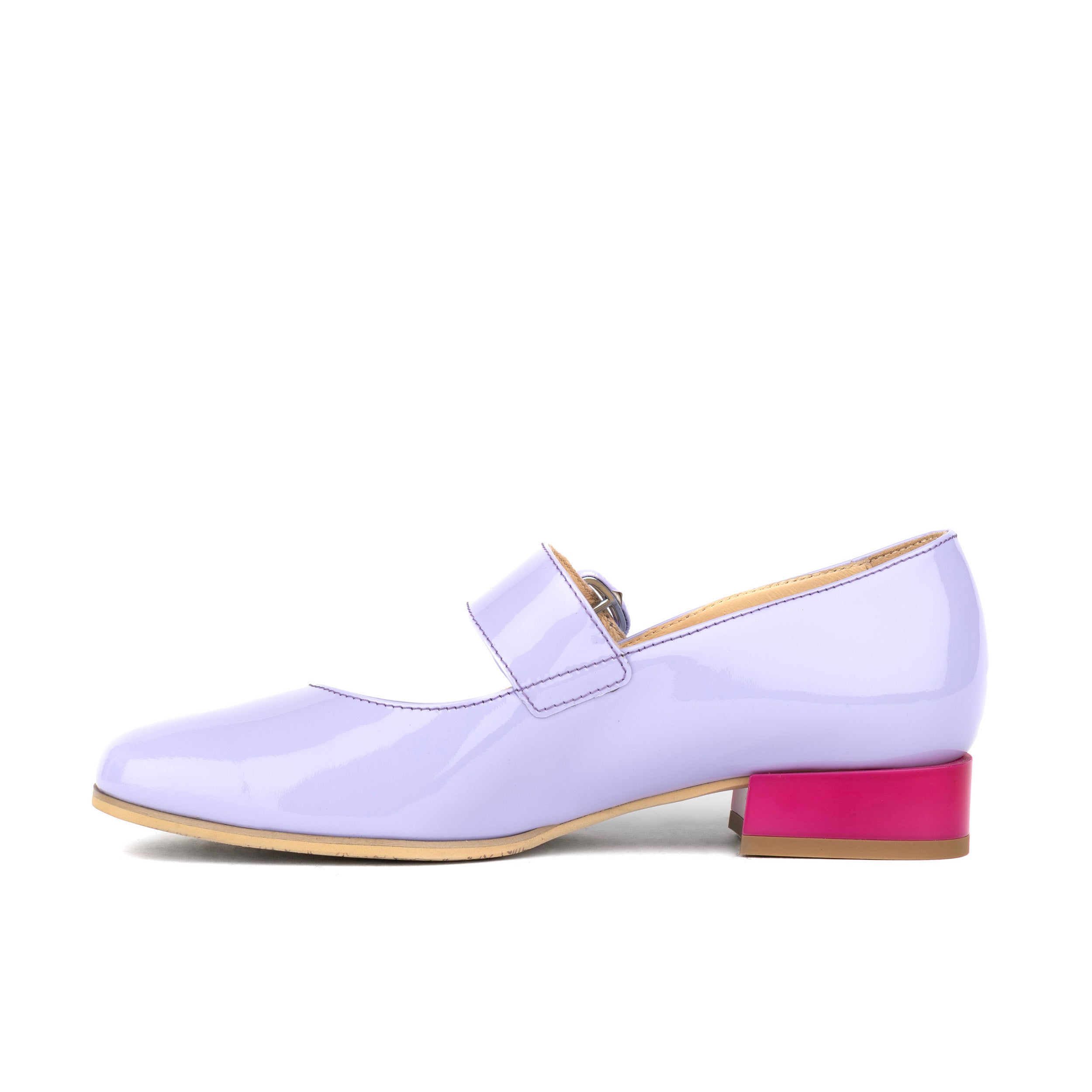 Bliss - Lavender & Rose - Women's block heel square toe patent leather Mary-Jane