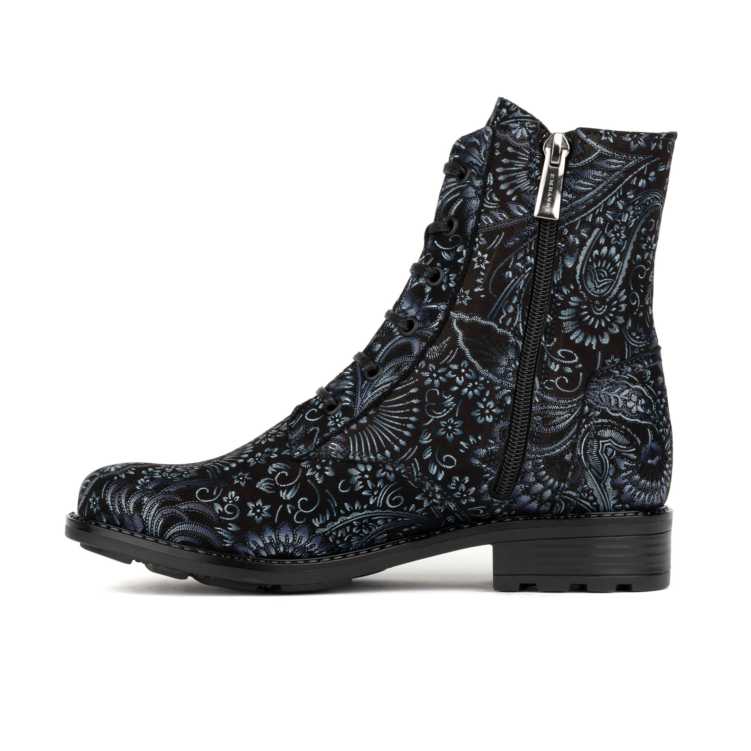 Laviva High - Black & Blue - Women's leather-lined wide fit high ankle boot