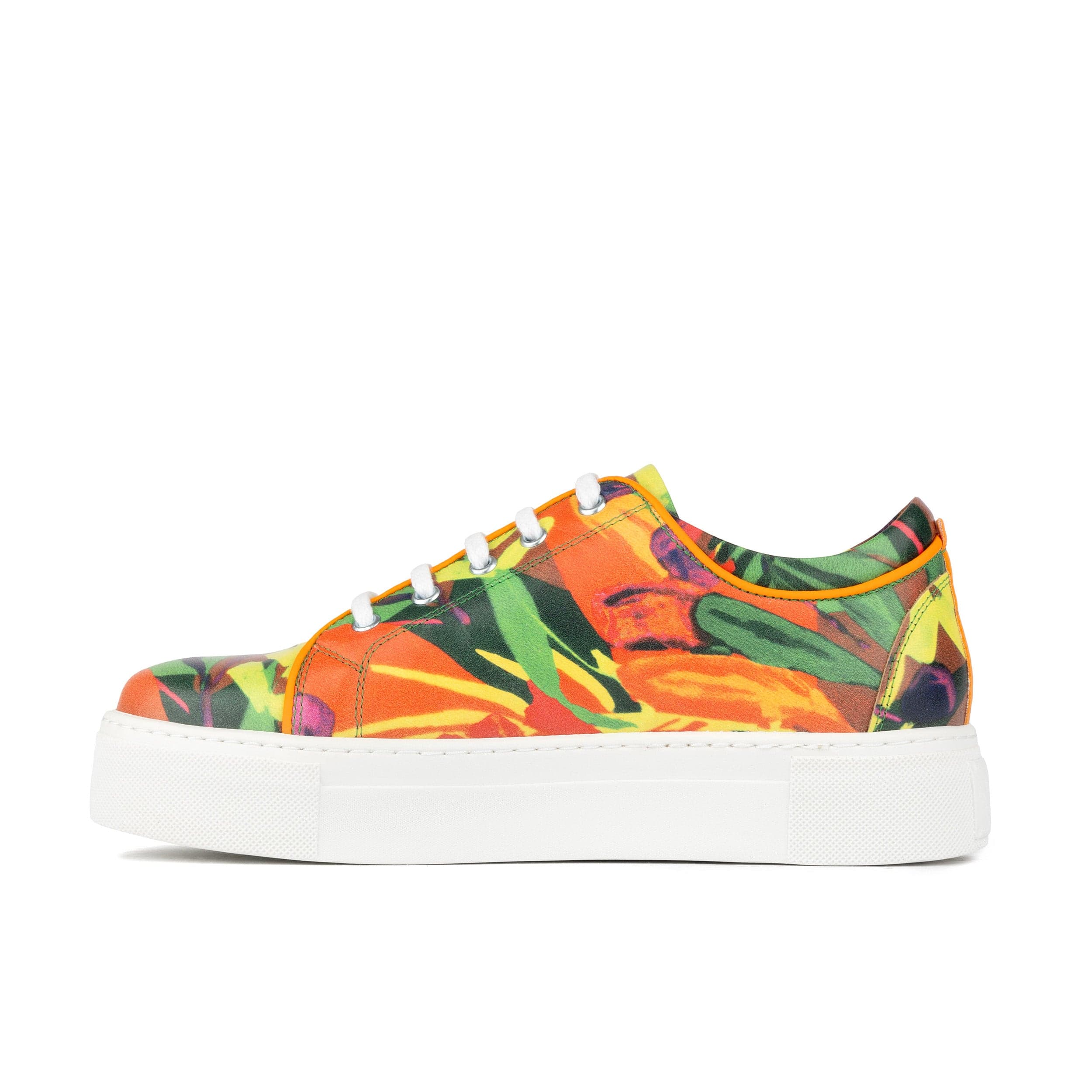 Camila - Tropical - Women's platform sole leather lace-up trainer