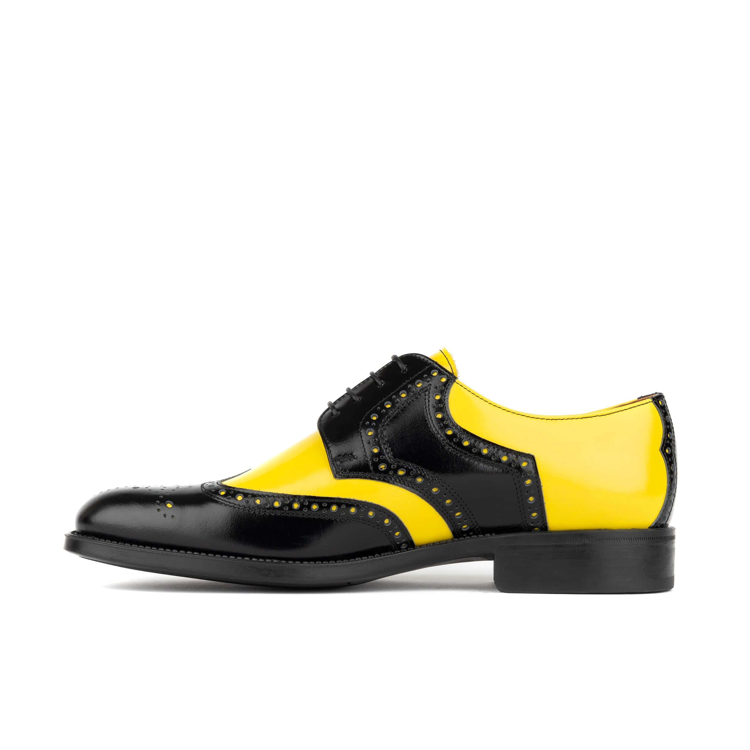 Kensington - Yellow & Black - Men's leather brogue lace-up
