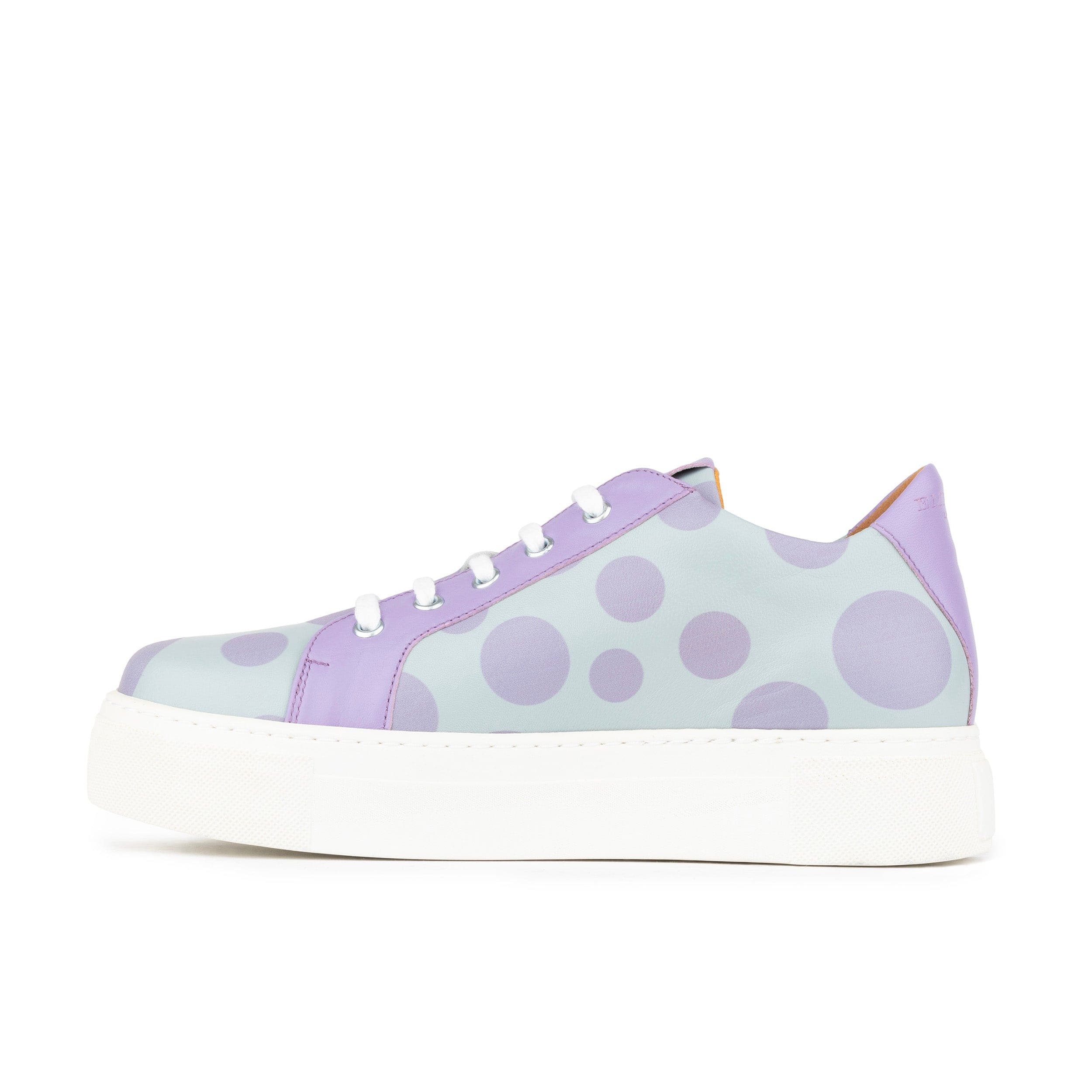 Camila - Pastel Polka Dot - Women's platform sole leather lace-up trainer