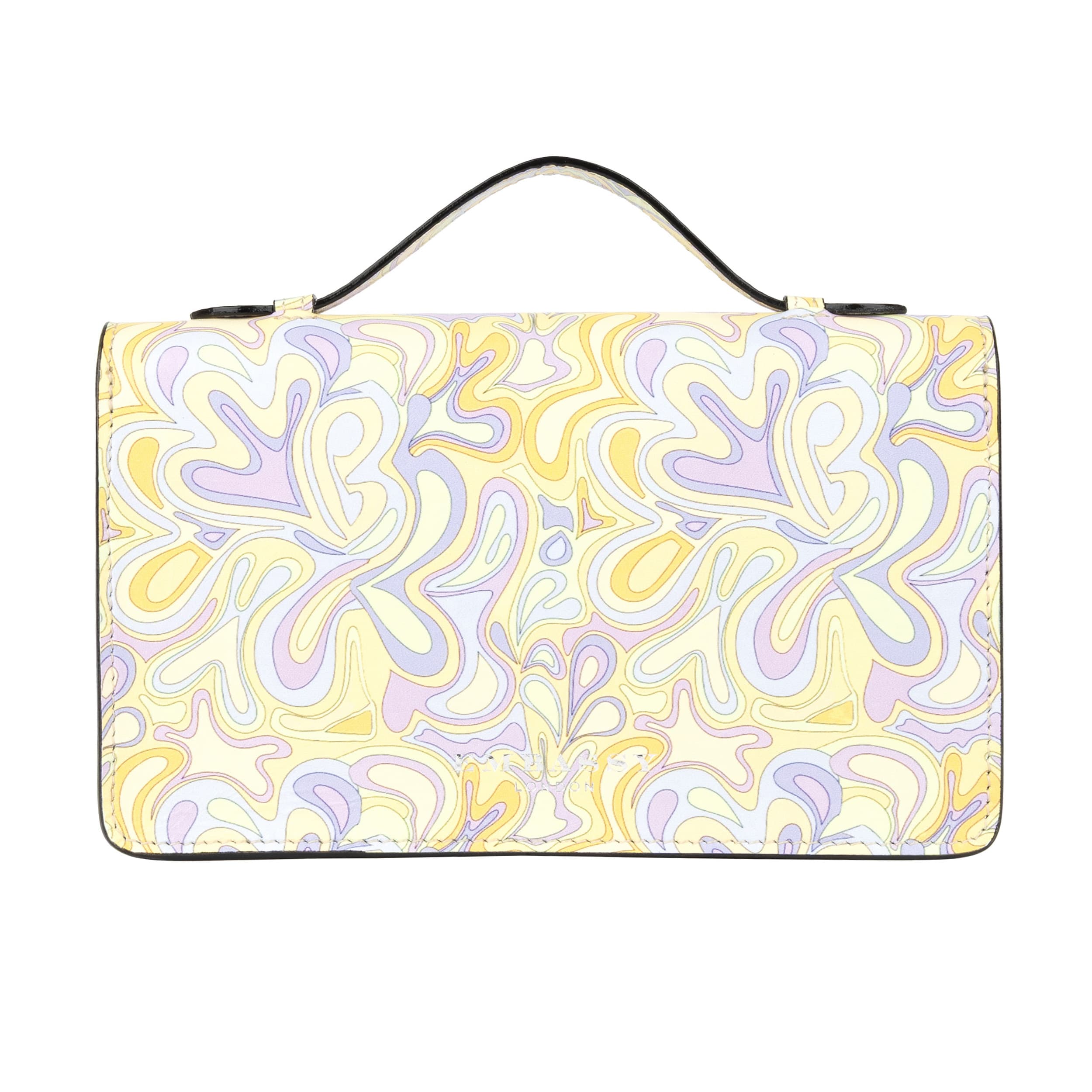 Envy - Pastel Multi - Women's leather flap clutch bag with strap