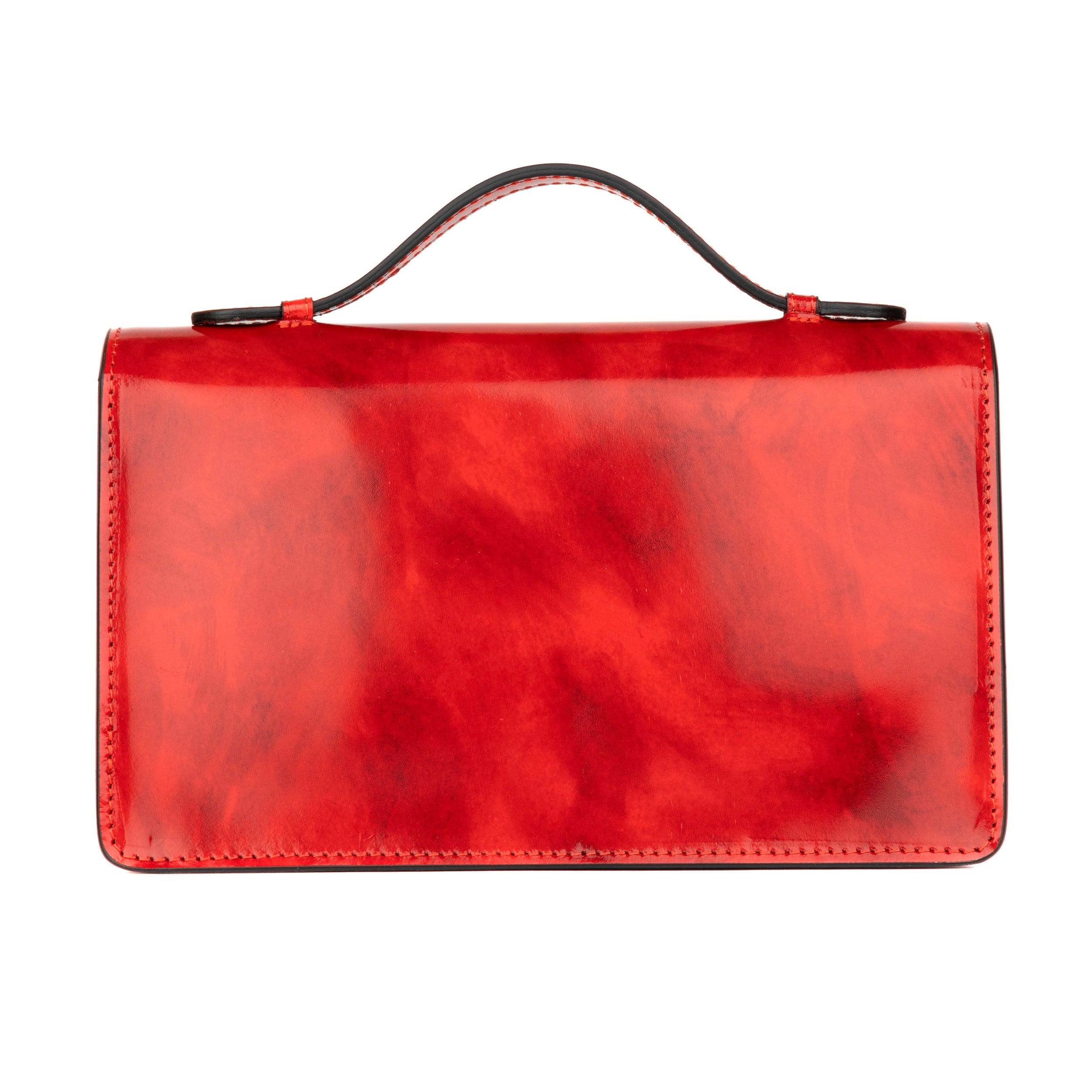 Envy - Red - Women's leather flap clutch bag with strap