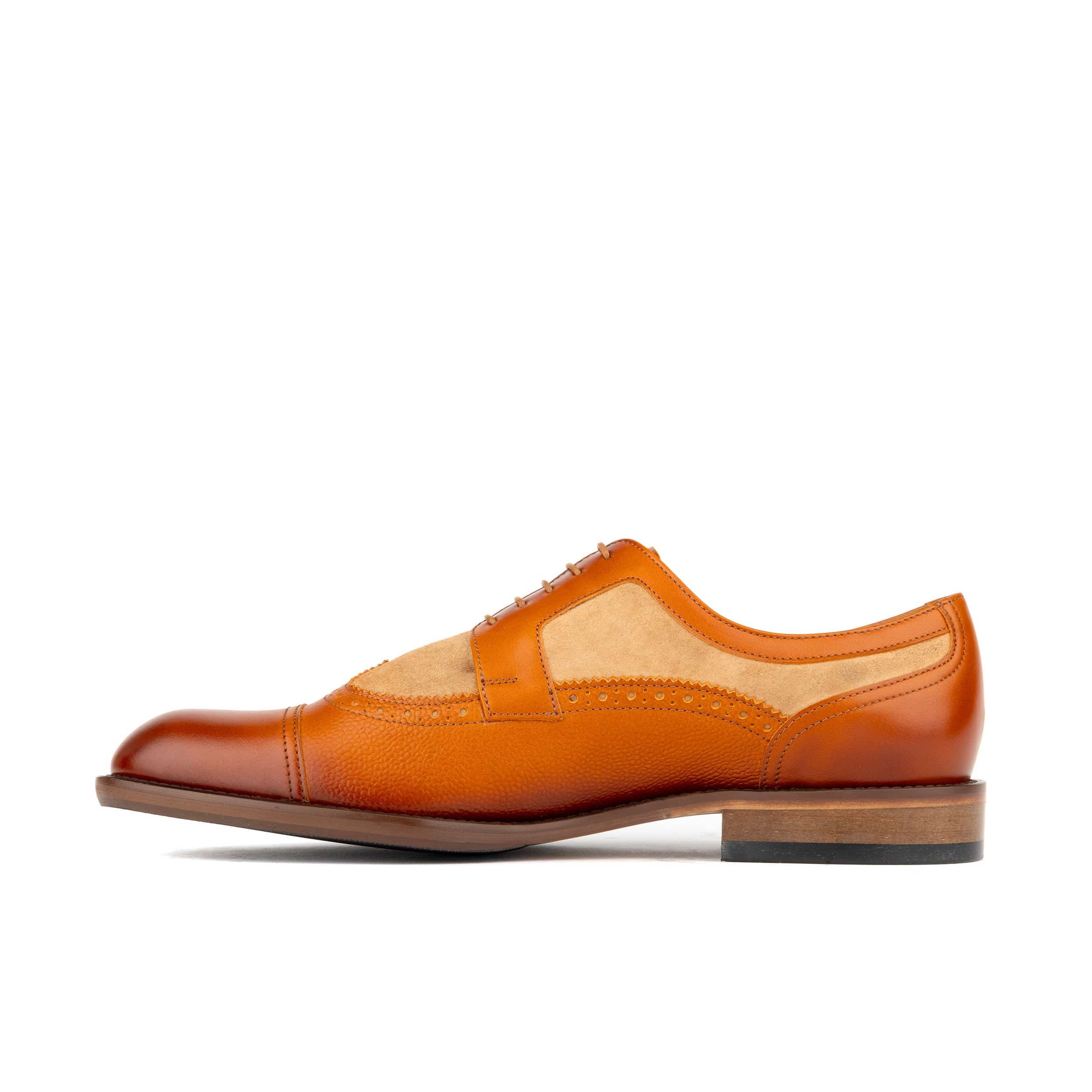 Orlando - Tan - Men's toe cap leather brogue with full leather lining
