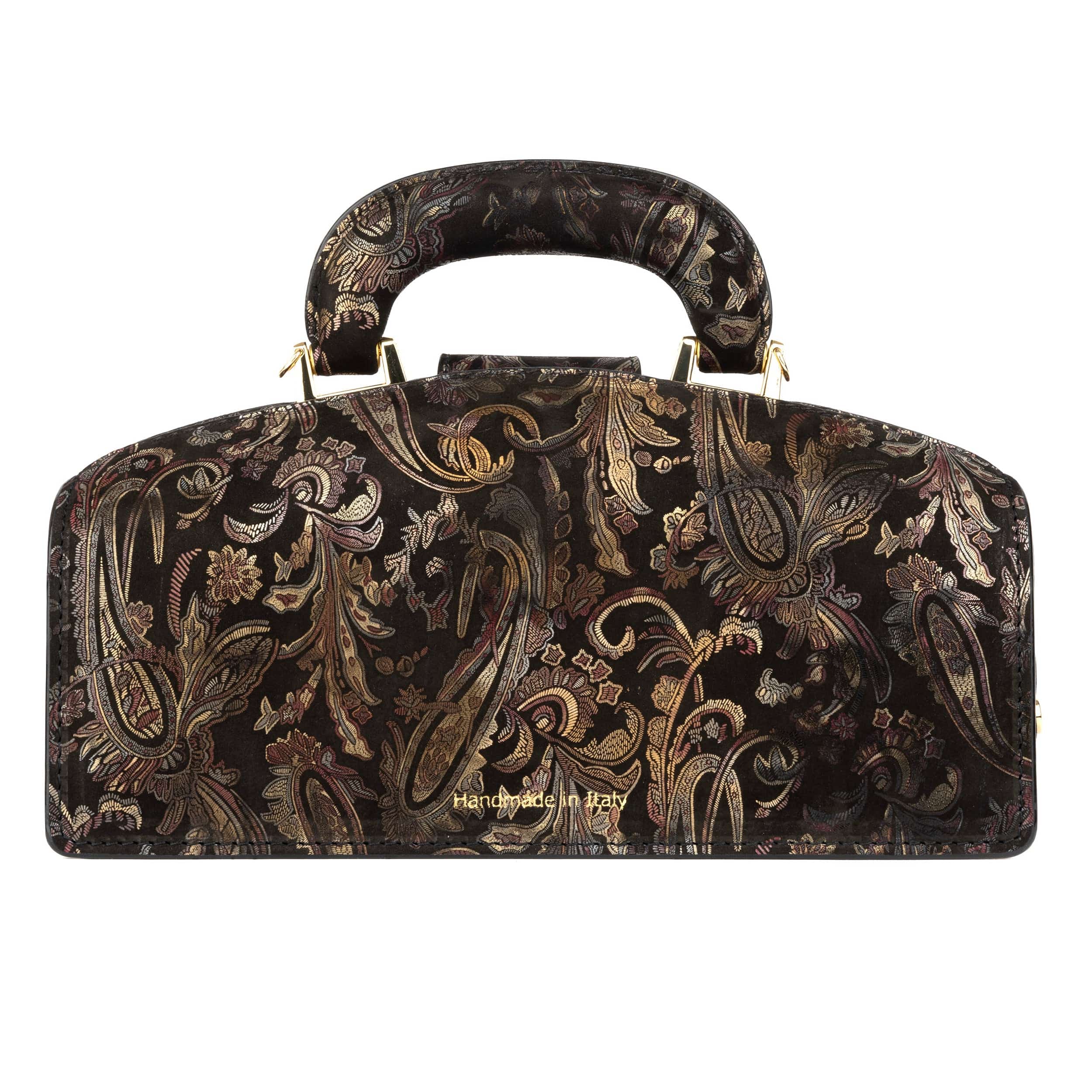 Gazelle - Black & Gold & Burgundy - Women’s patent leather top handle & crossbody bag