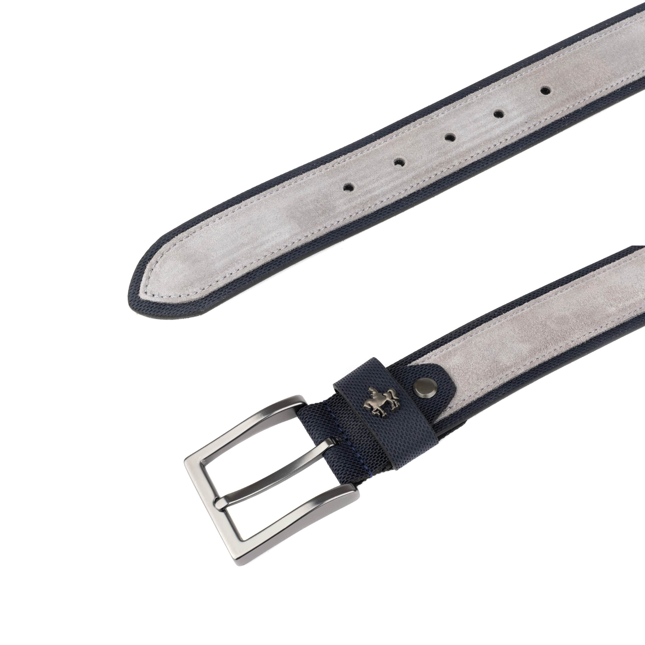 Victor - Navy Suede & Light Grey - Men's Italian leather belt
