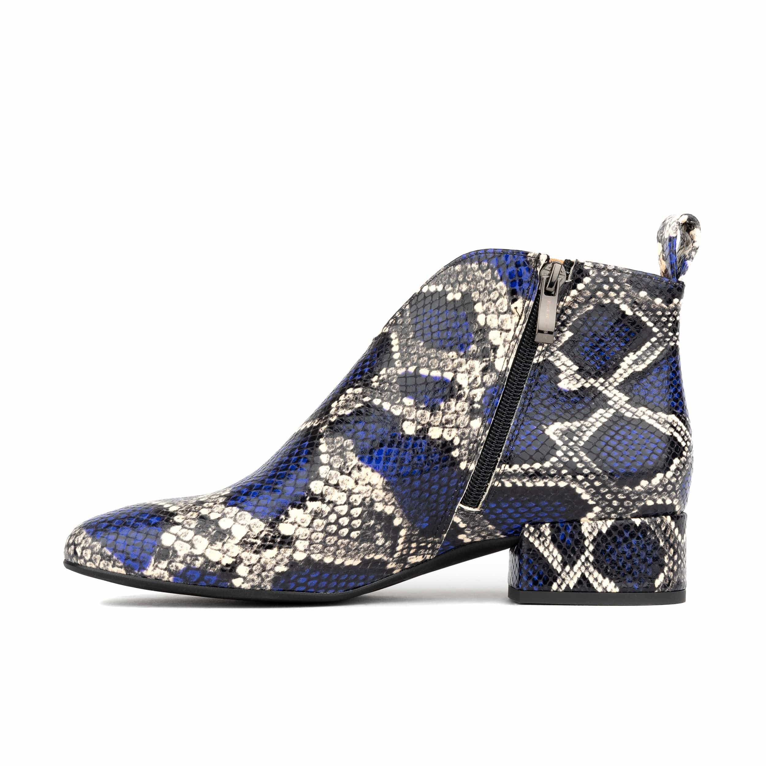 Iris - Blue Snake - Women's leather ankle boot with soft insoles