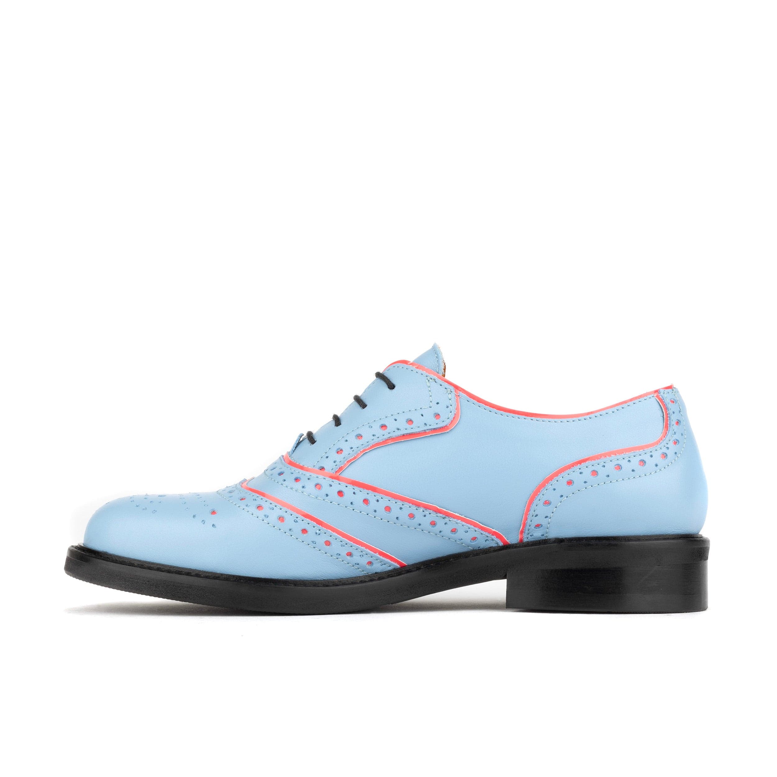 BRICK LANE - Light Blue - Women's contrast leather lace-up brogue