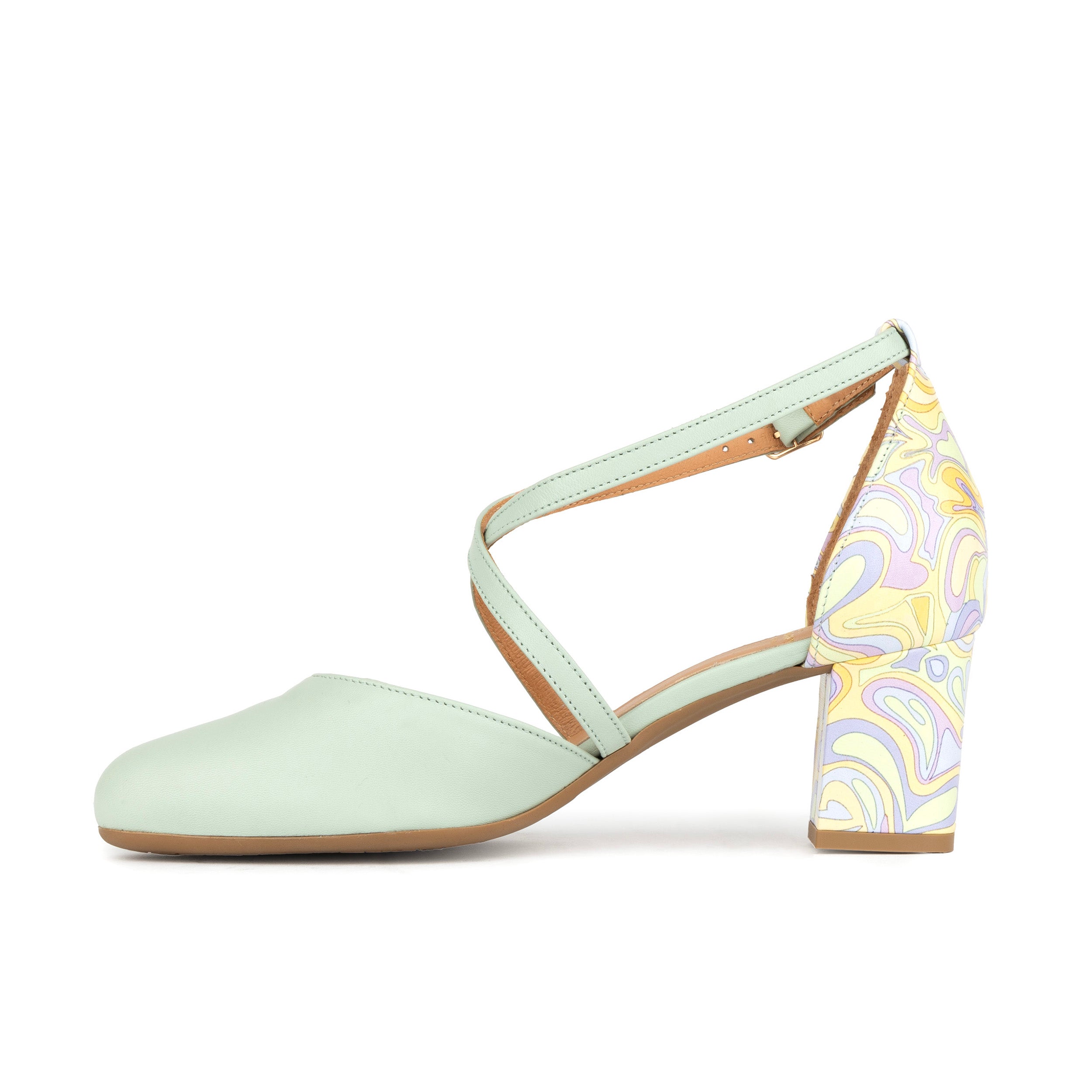 Dannii - Mint & Pastel Multi - Women's Leather Closed-Toe Block Heel