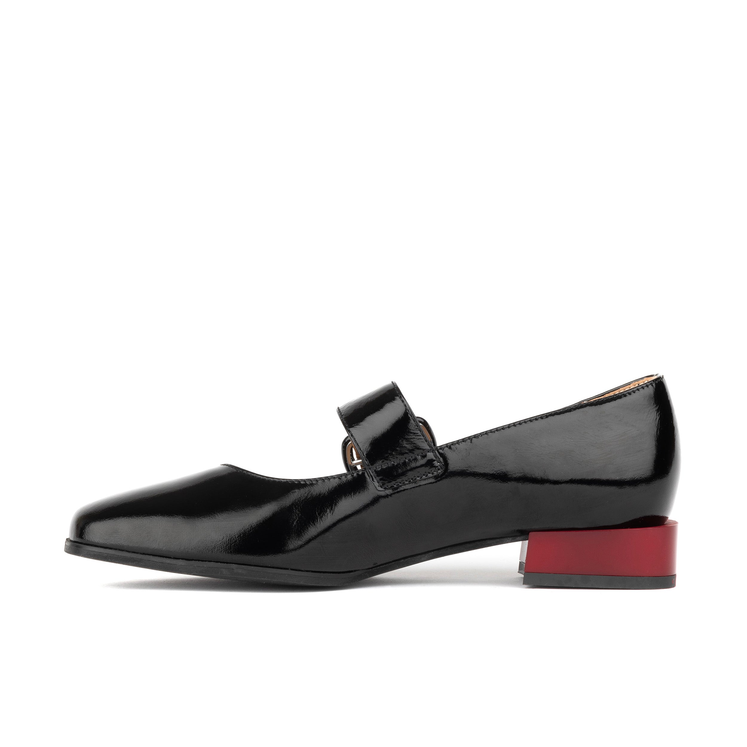 Bliss - Black - Women's block heel square toe patent leather Mary-Jane