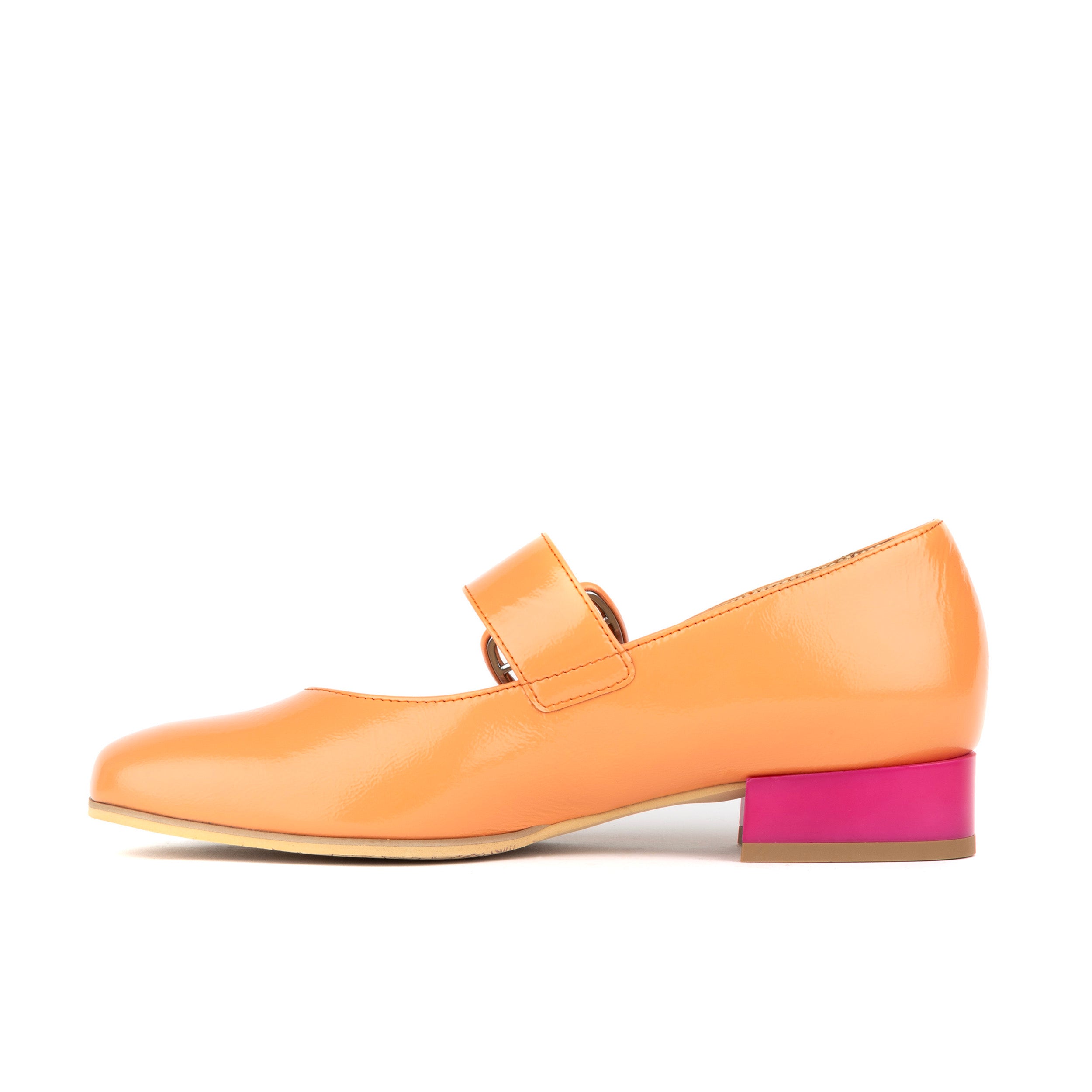 Bliss - Coral & Rose - Women's block heel square toe patent leather Mary-Jane