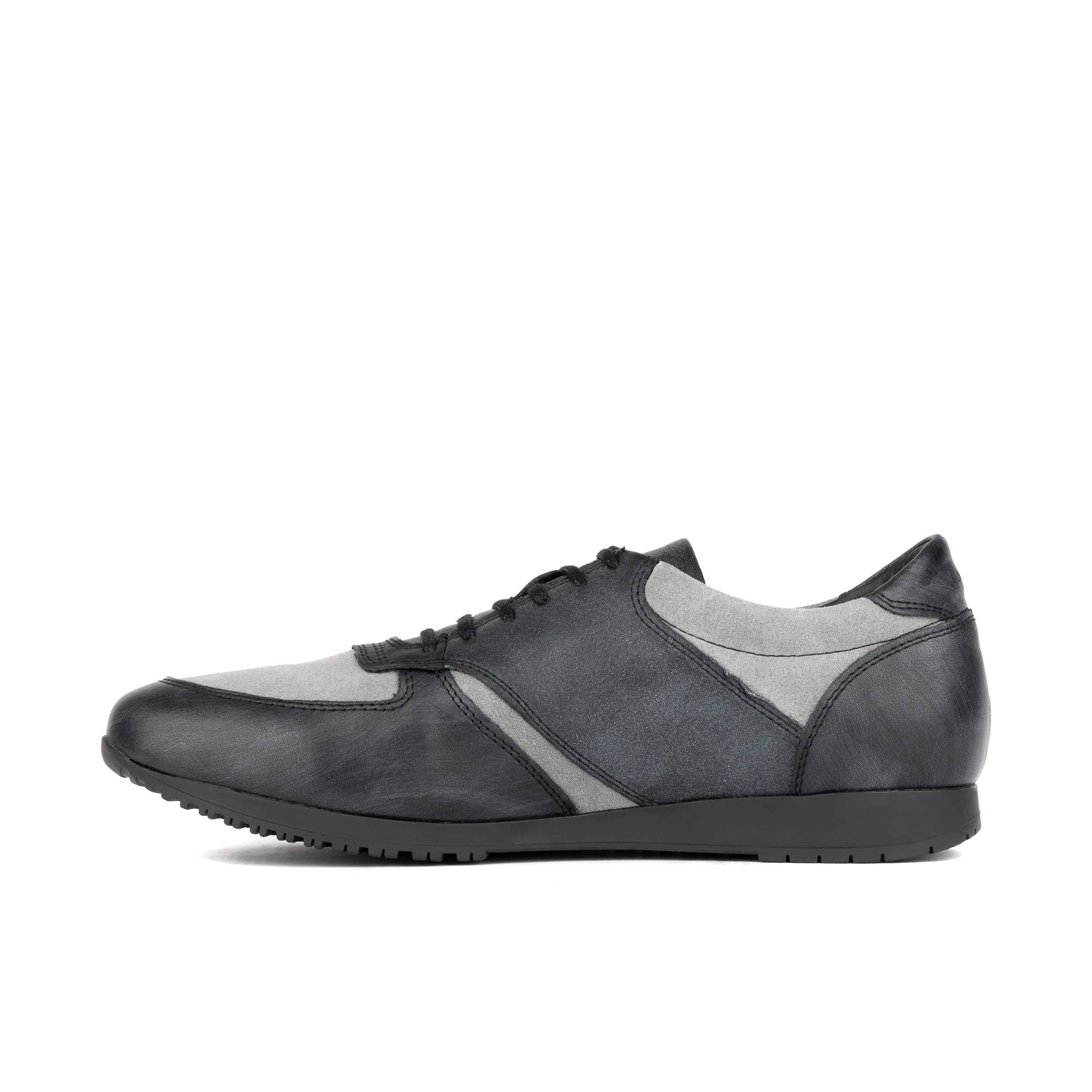 San Francisco - Grey & Grey - Men's lace-up leather & suede trainer