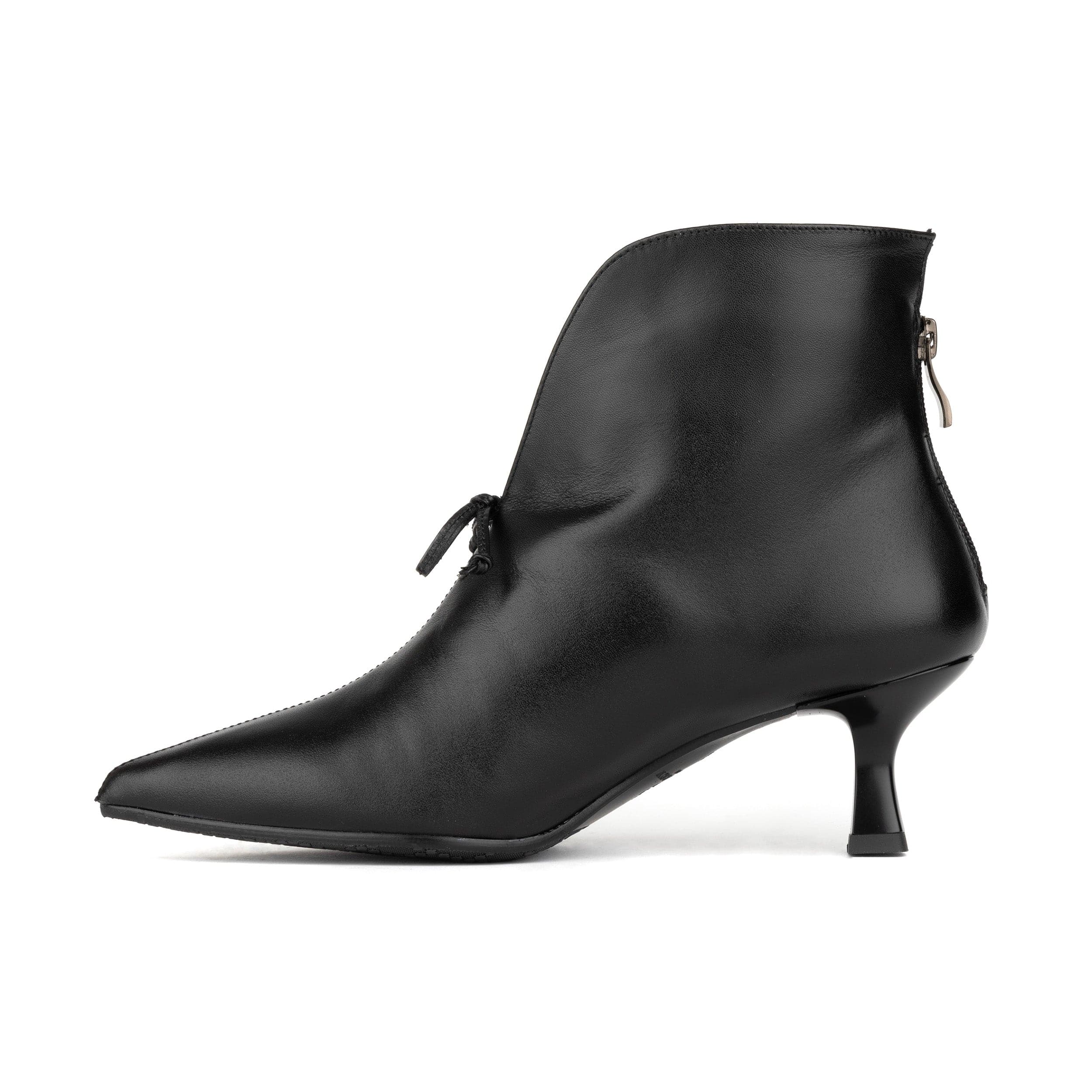 Regent - Black - Women's Leather Ankle Boot with kitten heel
