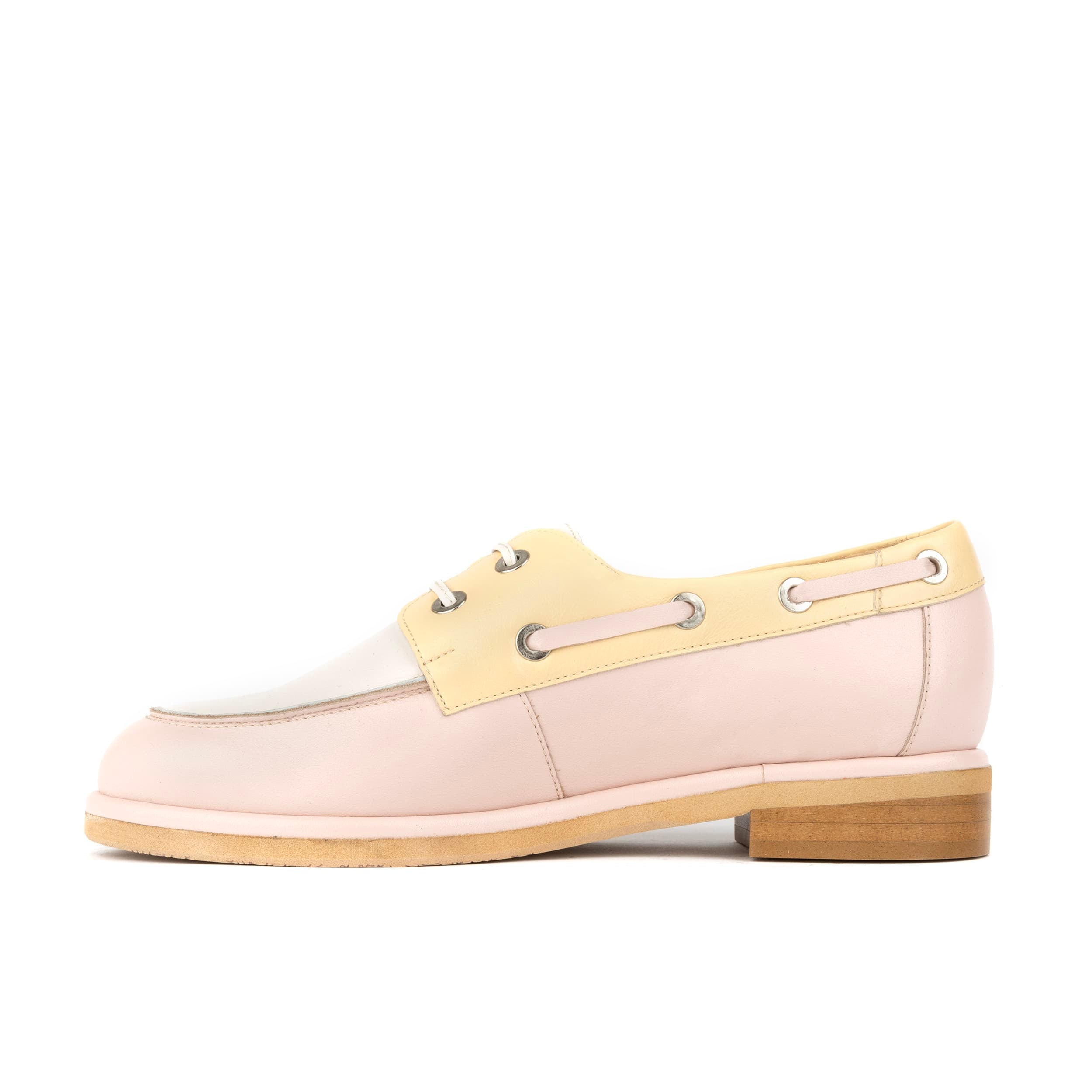 Boatie - Yellow & Cream & Pink - Women's Leather Boat Shoe