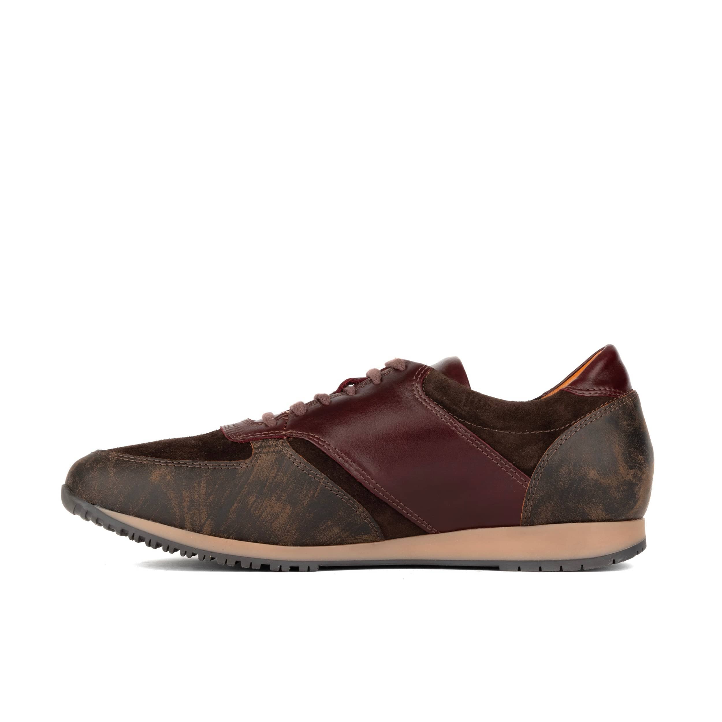 San Francisco - Brown & Burgundy - Men's lace-up leather & suede trainer