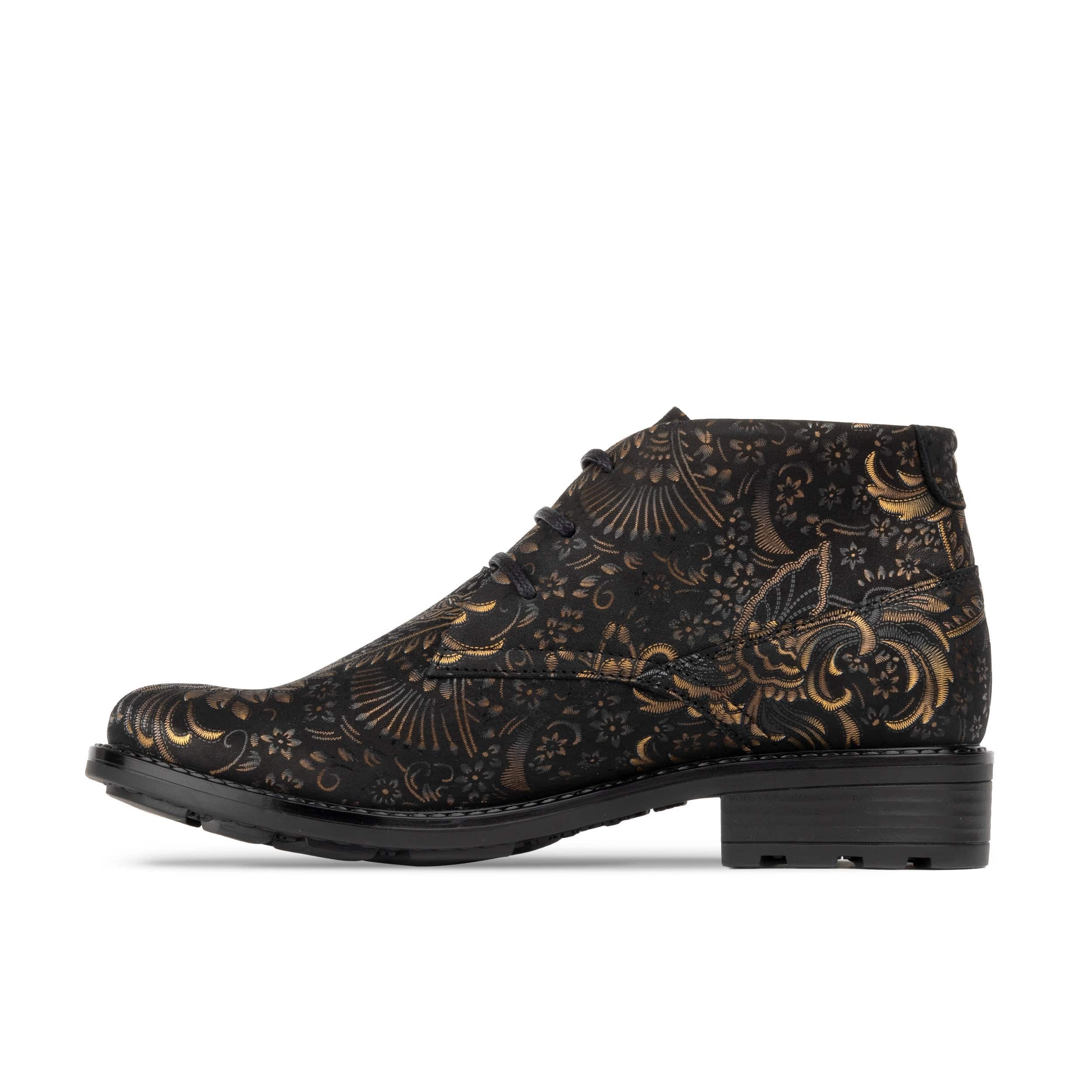 Laviva - Black Gold - Women's wide fitted leather ankle boot with rubber soles