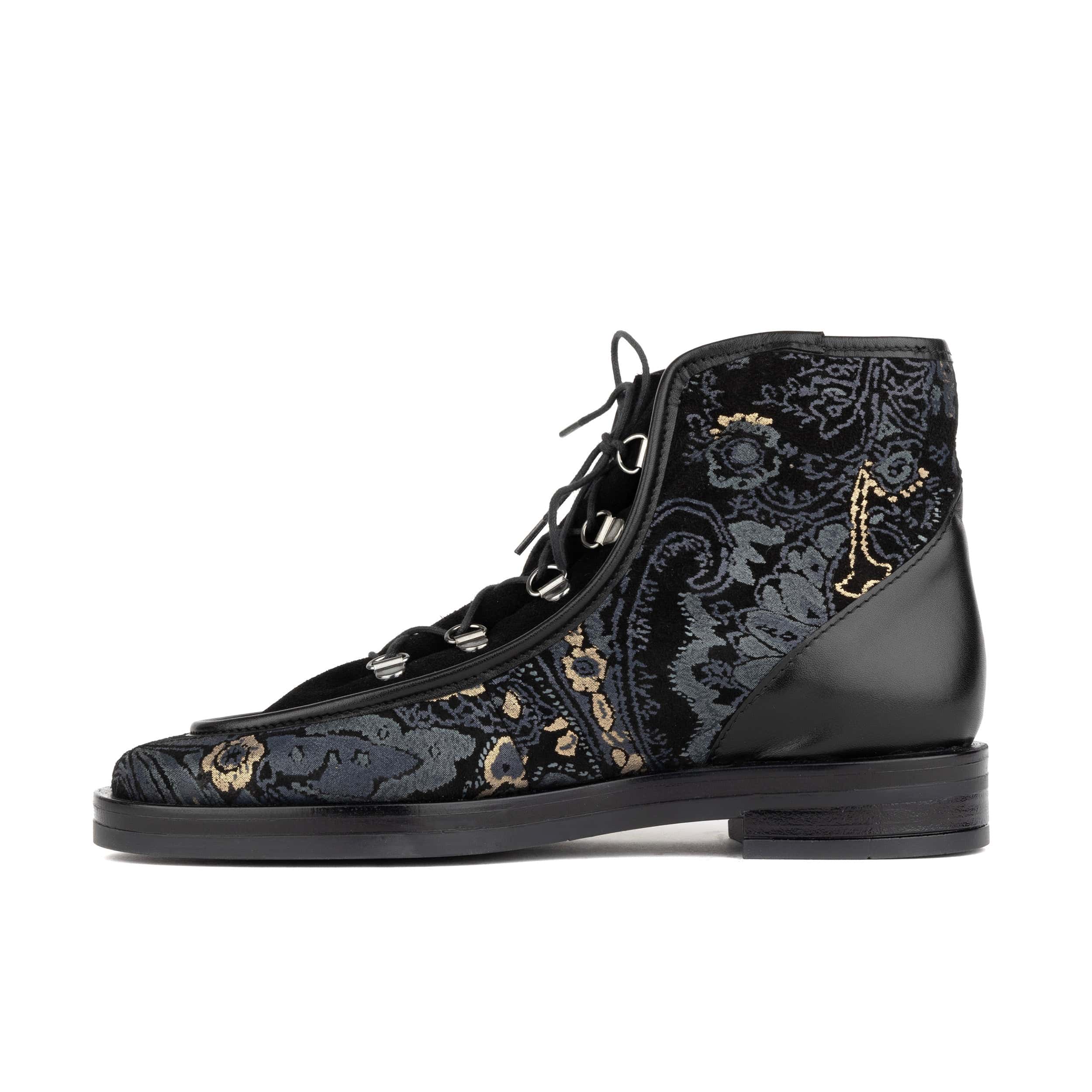 Hedera - Black & Grey & Gold - Women's Suede Alpine Boot